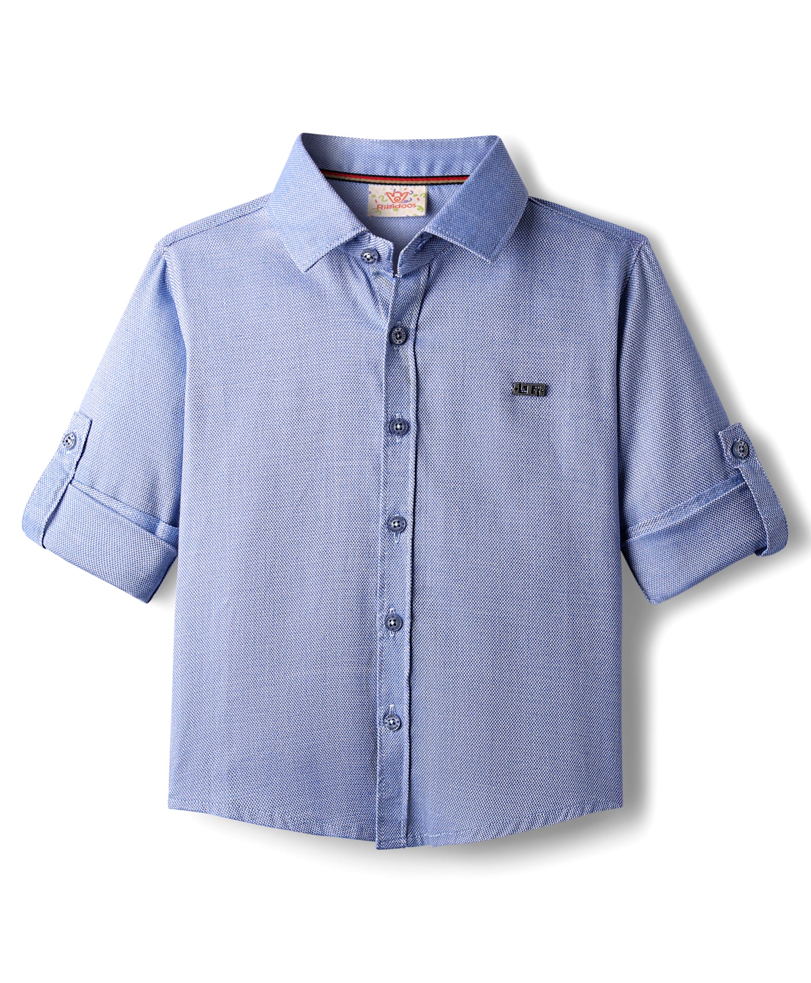 Rikidoos Full Sleeves Textured Shirt - Blue-picture-10