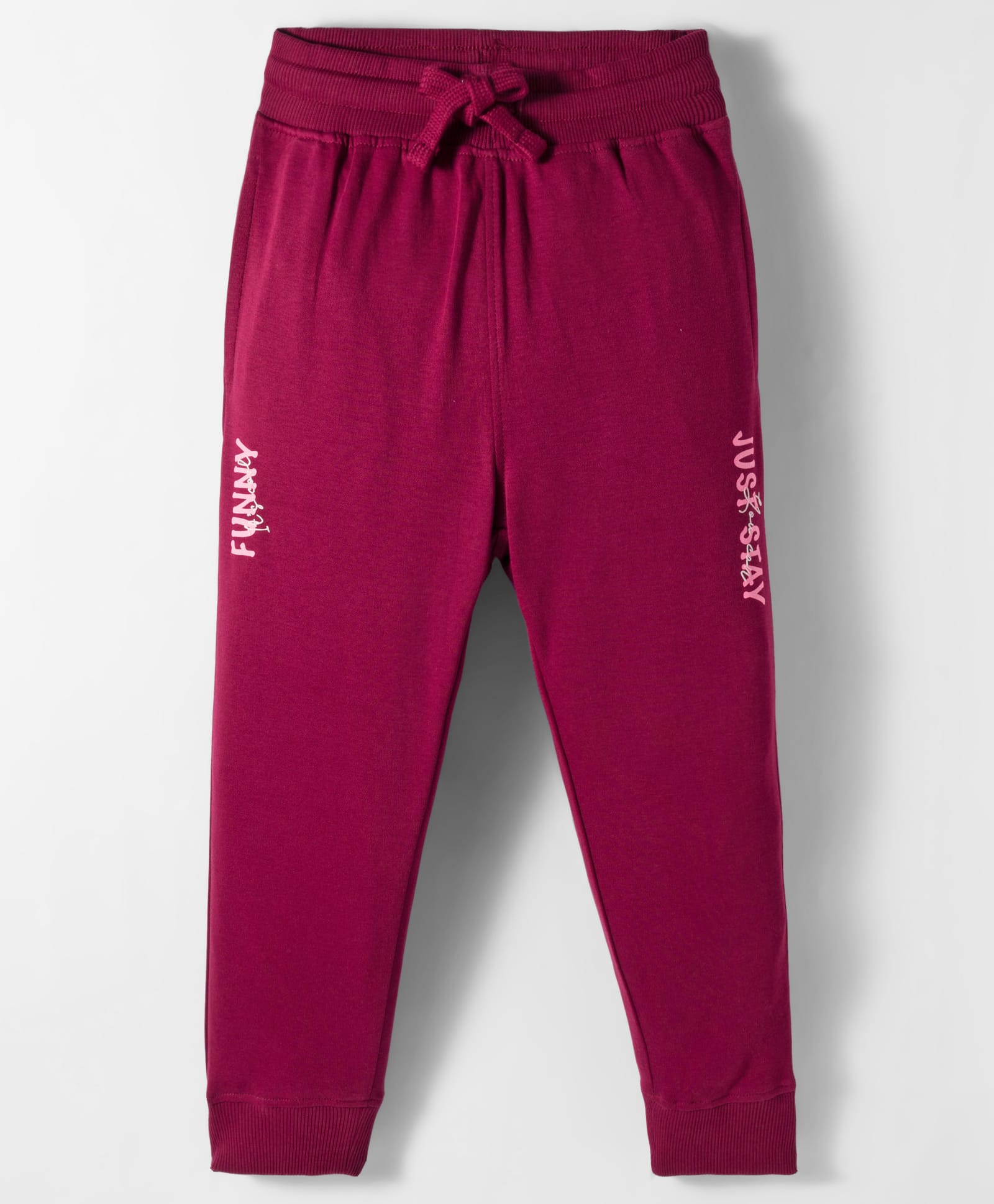 Doreme Sinker Knit Full Length Lounge Pants with Just Stay Text Print - Maroon-image-37
