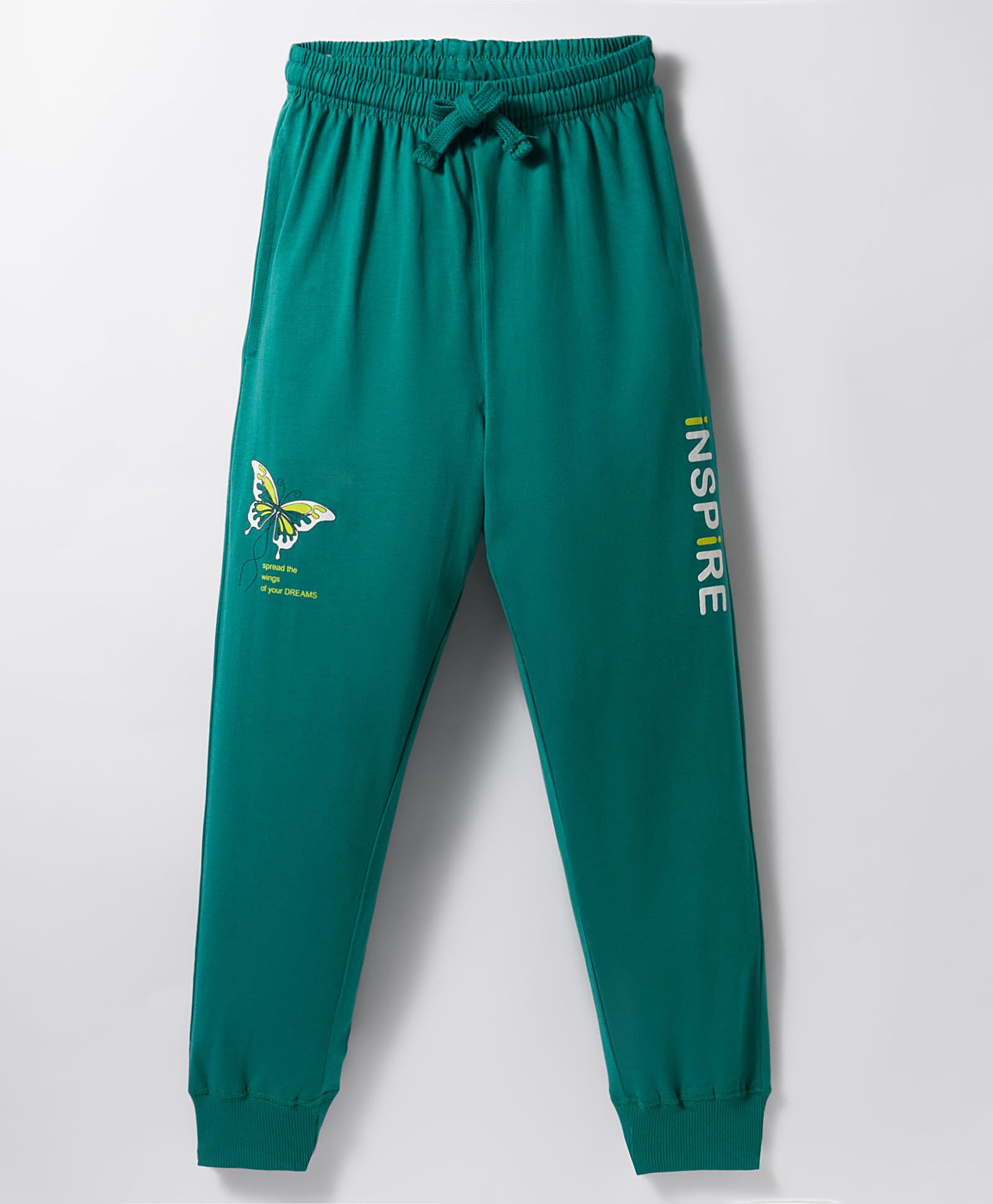 Doreme Sinker Knit Full Length Lounge Pants with Inspire Text Print - Teal Blue-image-46