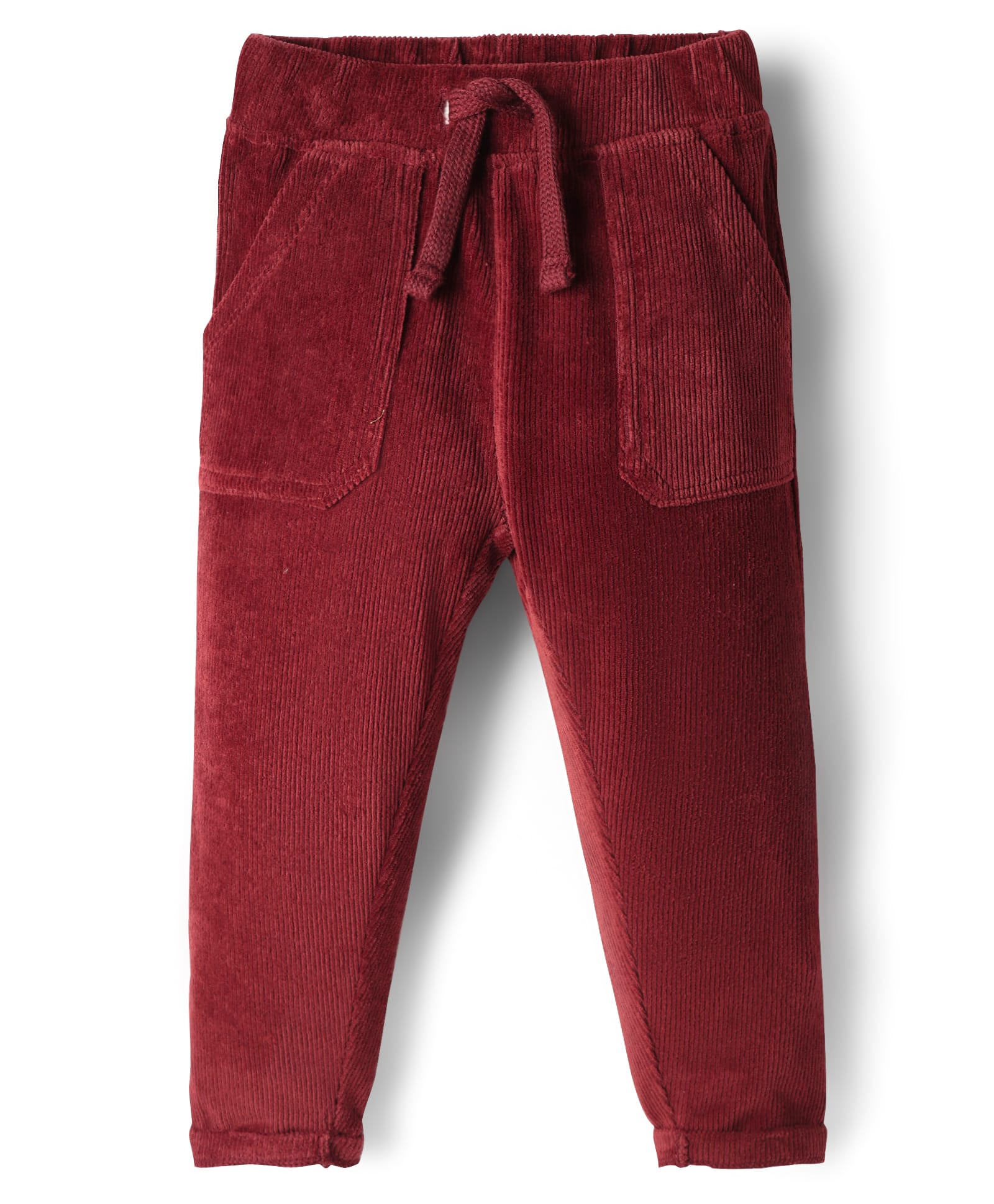 Babyhug Knit Full Length Solid Colour Corduroy Pant With Pockets - Maroon-image-44