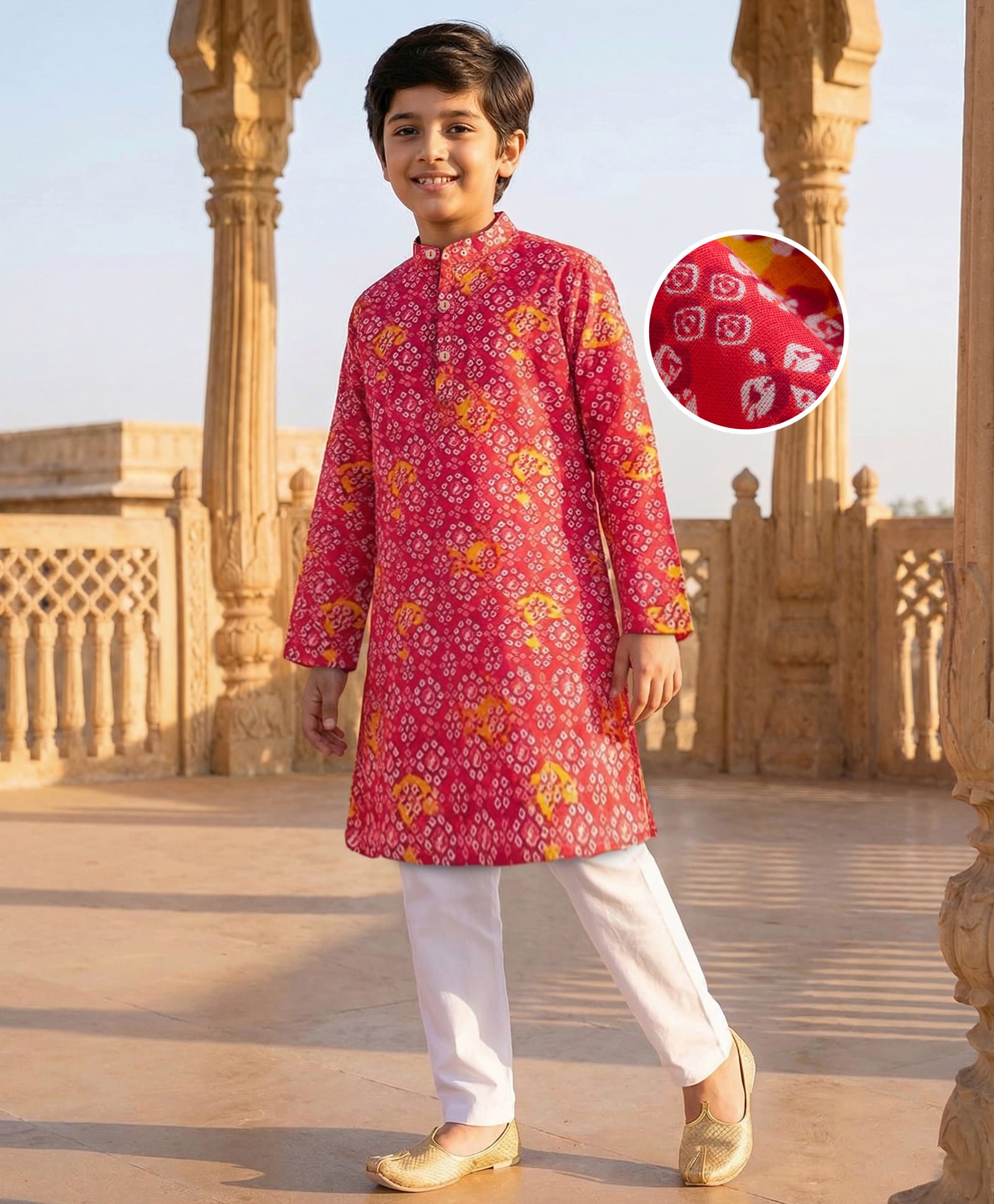 Pine Kids Cotton Woven Full Sleeves Kurta Pajama Set With Floral Print - Multicolour-image-31