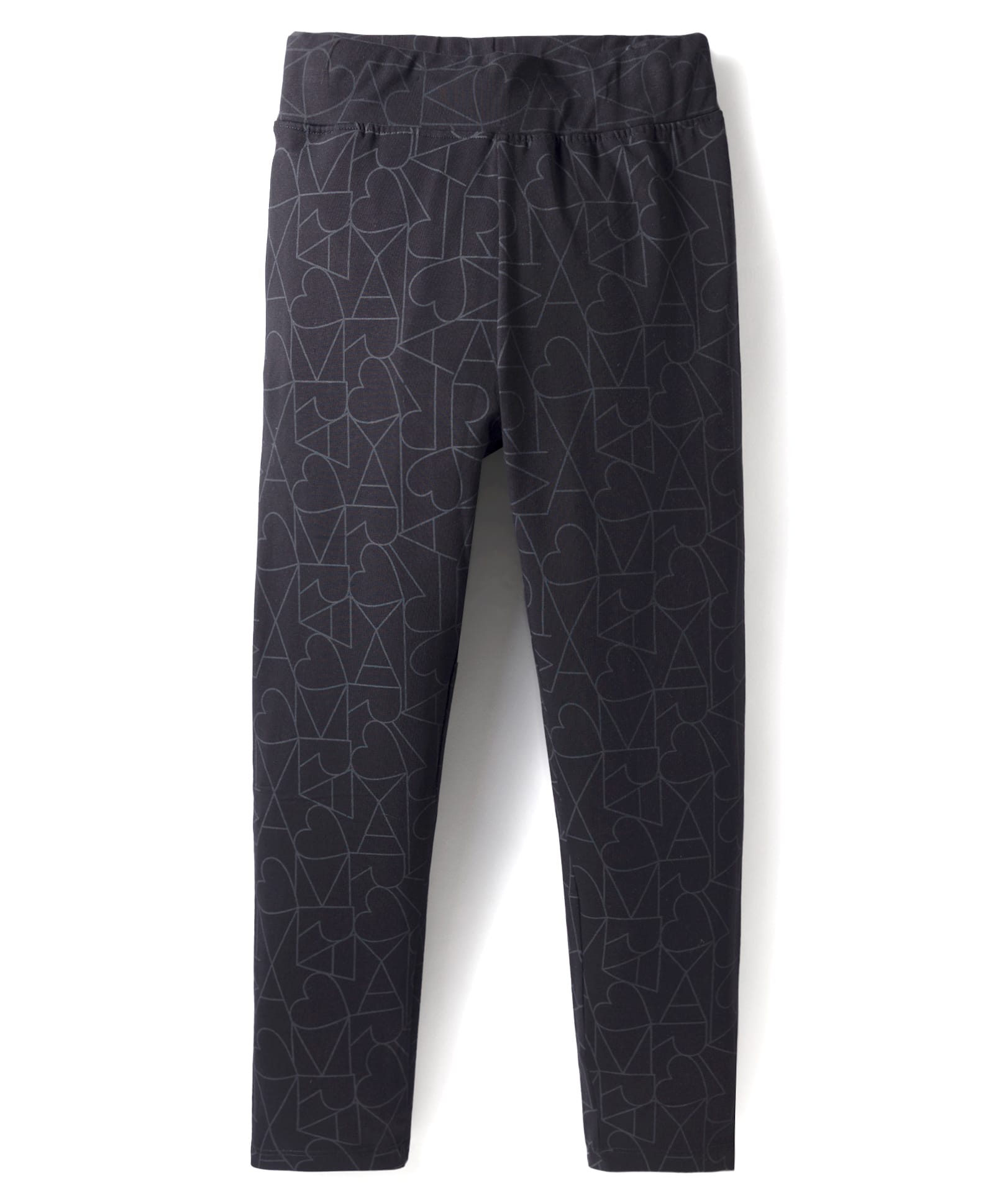 Doreme Sinker Knit Full Length Leggings with Heart Print - Black-image-30