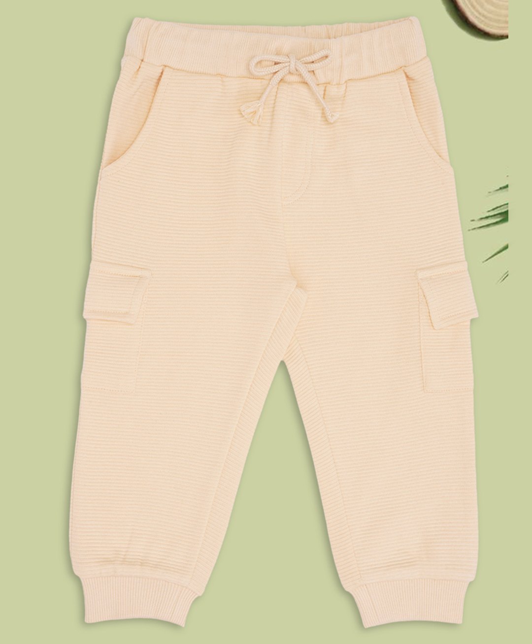 Pantaloons Baby Cotton Knit Solid Joggers - Beige-image-14