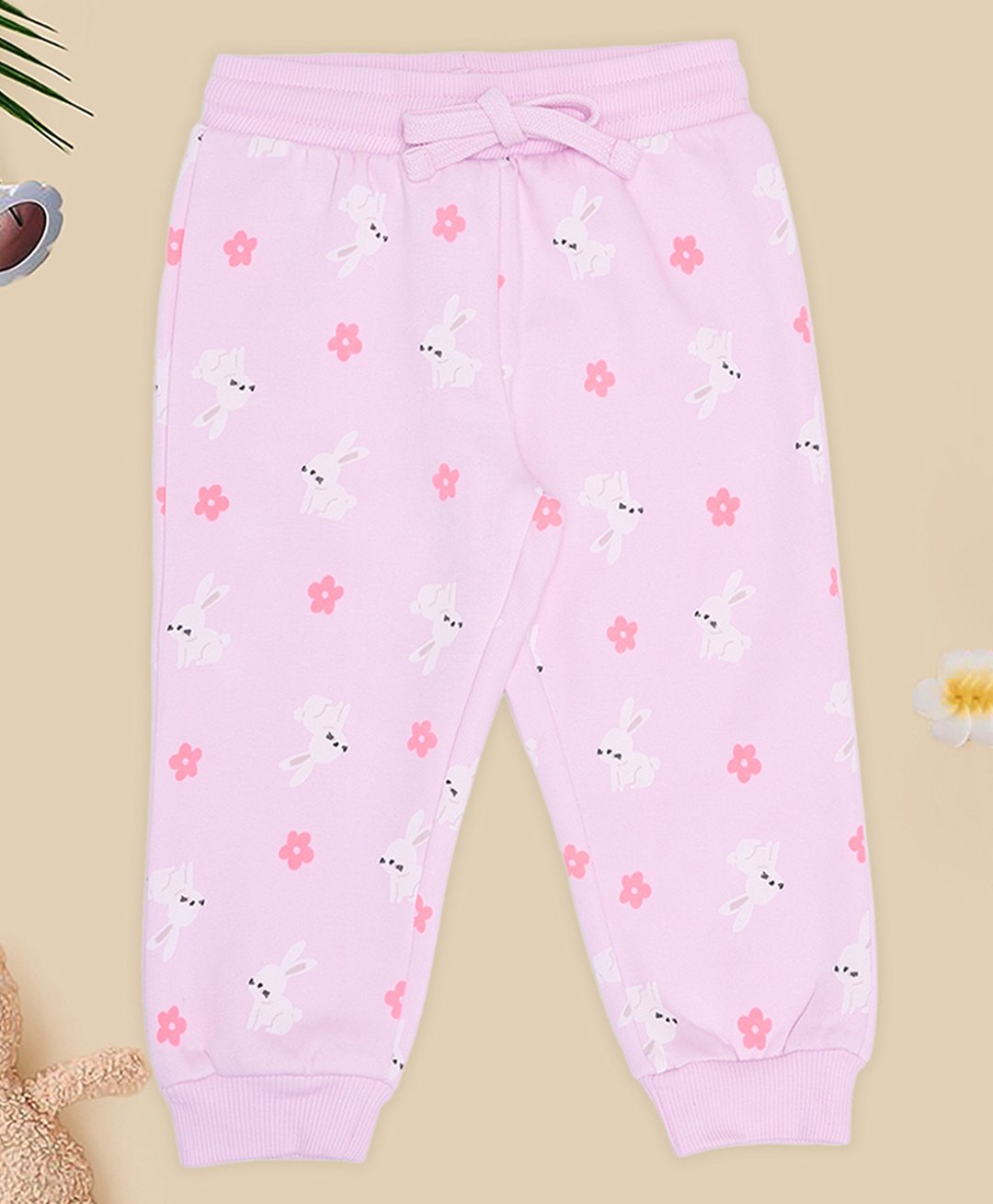 Pantaloons Baby Cotton Knit Floral & Bunnies Printed Joggers - Lilac Snow-picture-19