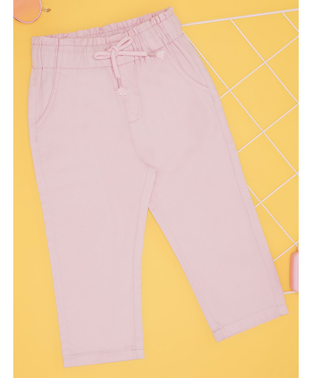 Pantaloons Baby Cotton Denim Woven Solid Trousers - Baby Pink-image-38