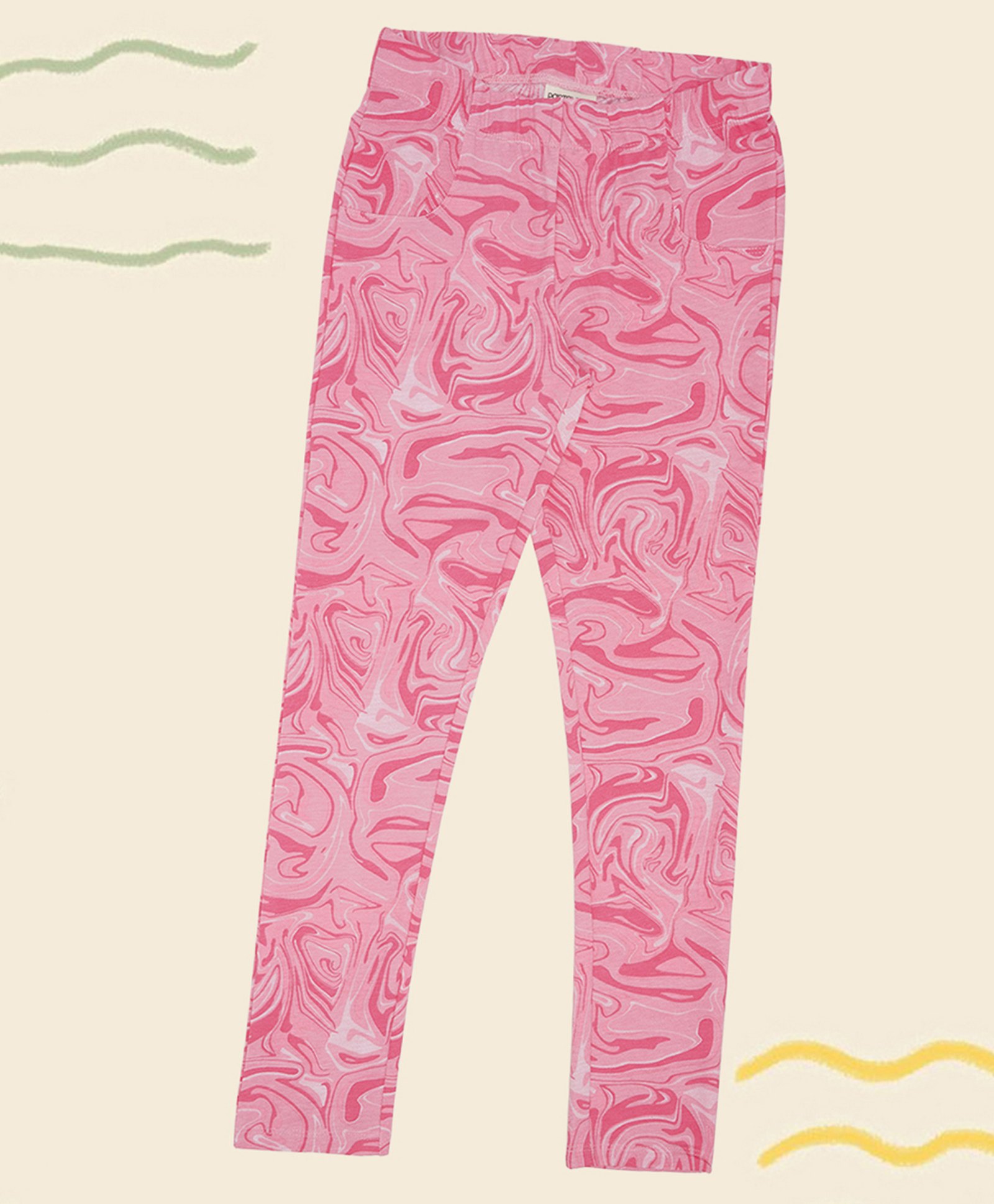 Pantaloons Junior Knit Marble Printed Leggings- Pink-picture-28