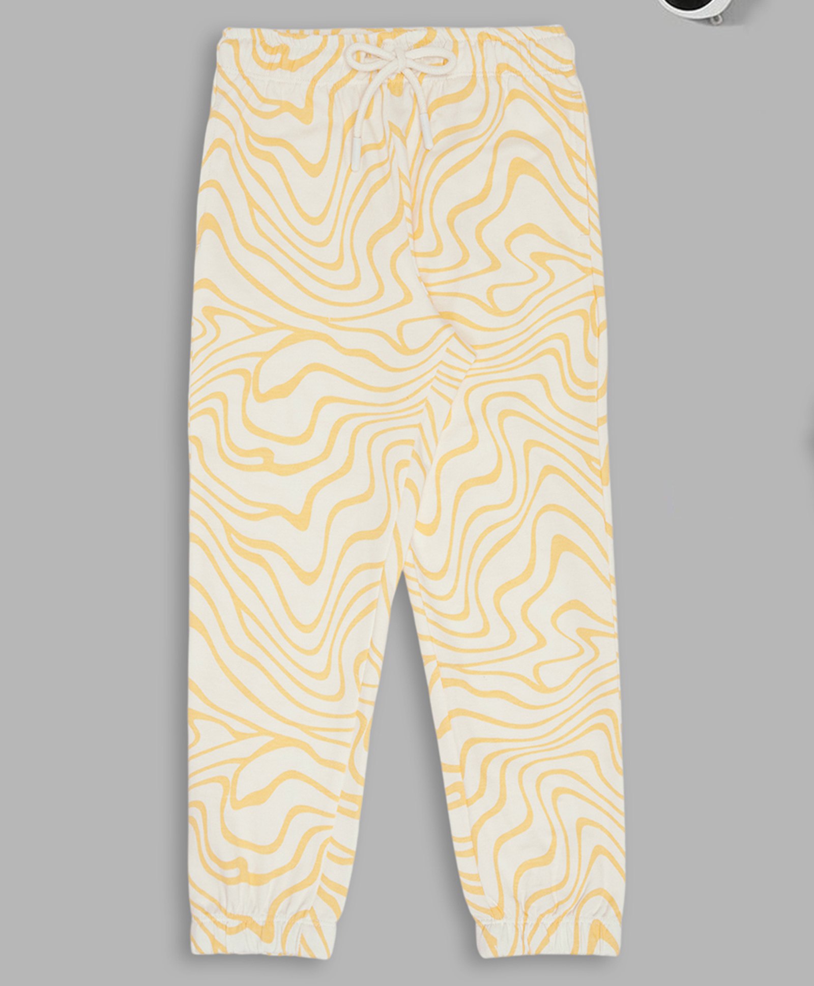 Pantaloons Junior Cotton Knit Marble Printed Joggers - Banana Cream-picture-30