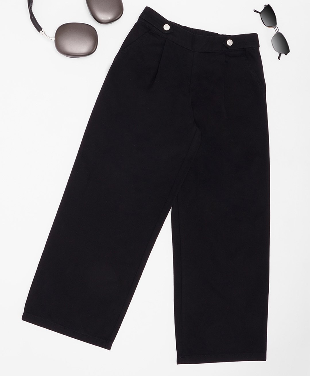 Pantaloons Junior Rayon Woven Solid Trousers - Black-picture-35