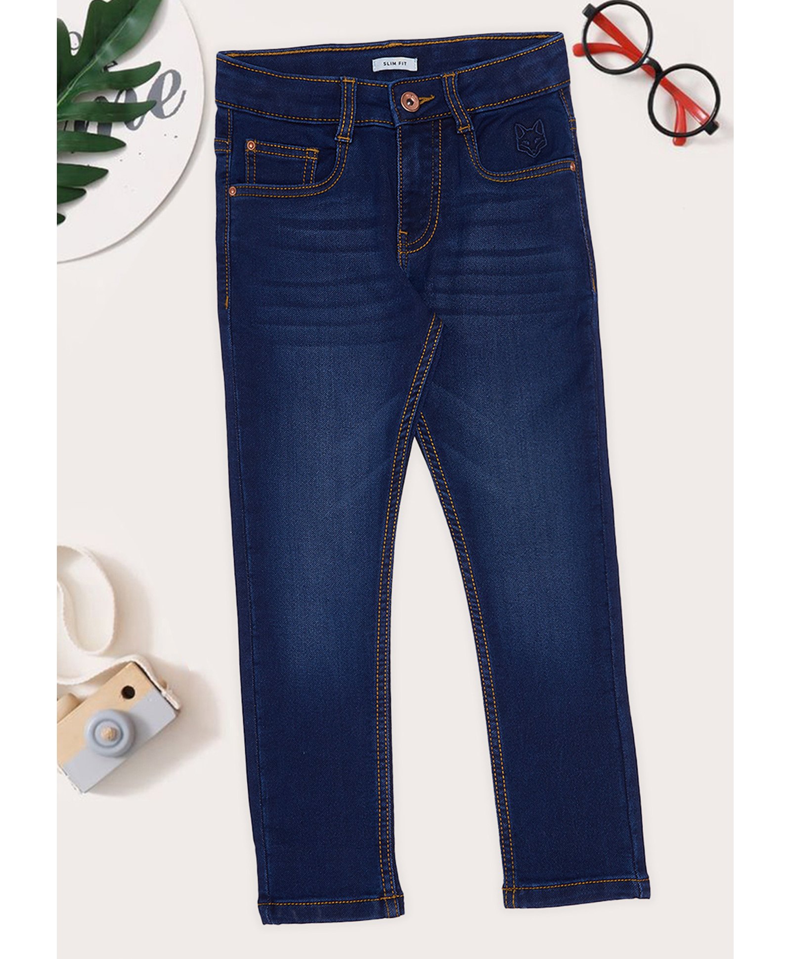 Pantaloons Junior Woven Mild Washed Jeans - Navy Blue-picture-24