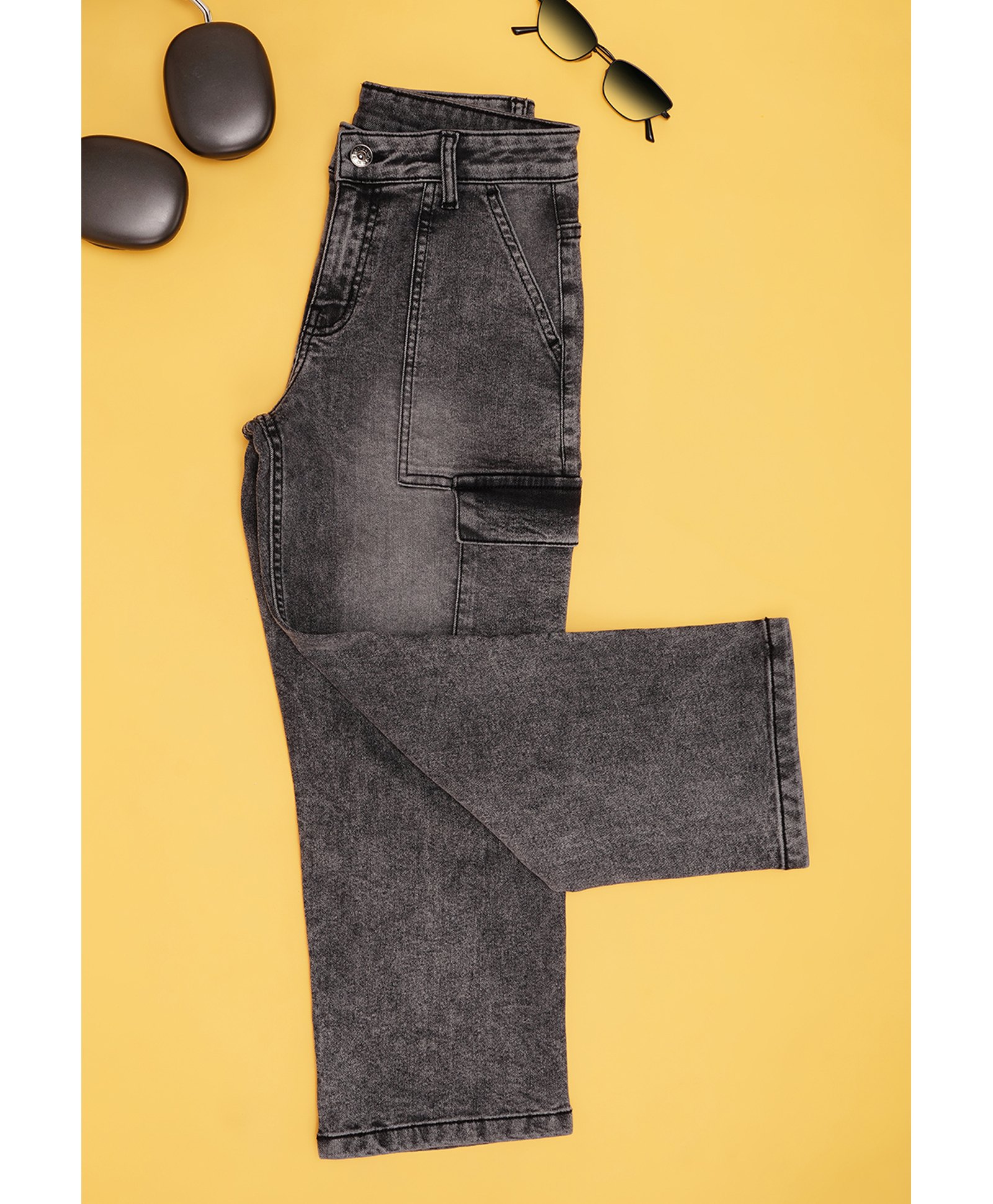 Pantaloons Junior Woven Mild Washed Jeans - Charcoal Grey-picture-23