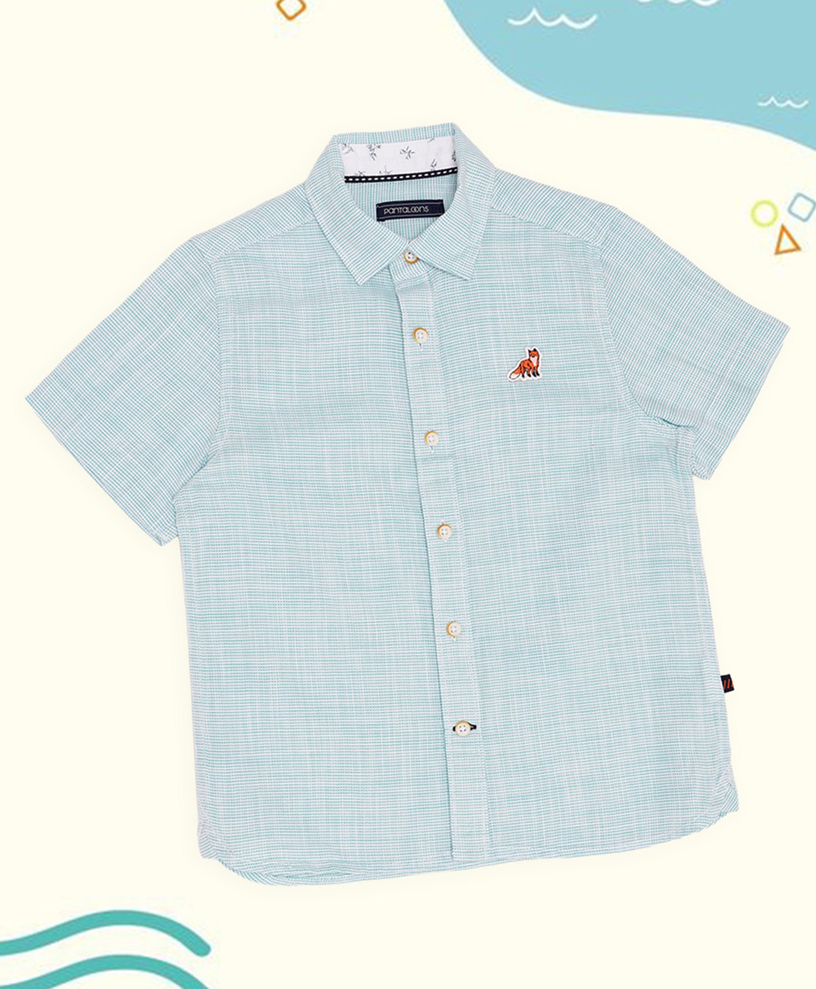 Pantaloons Junior Cotton Woven Half Sleeves Textured Shirt - Blue Green-picture-11