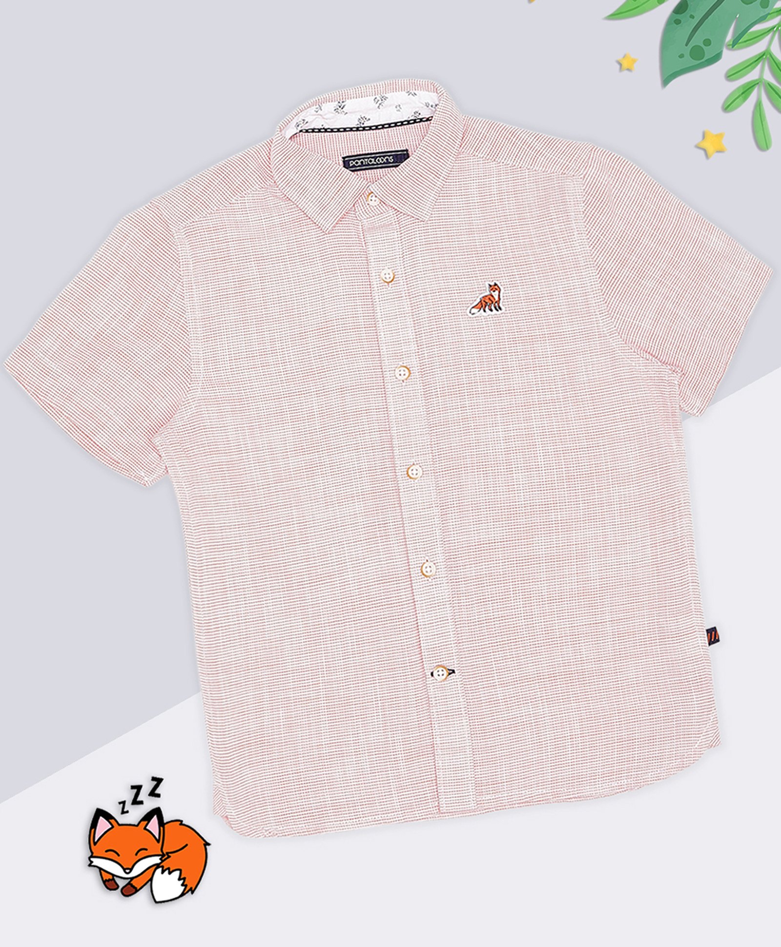 Pantaloons Junior Cotton Woven Half Sleeves Textured Shirt - Light Orange-picture-16