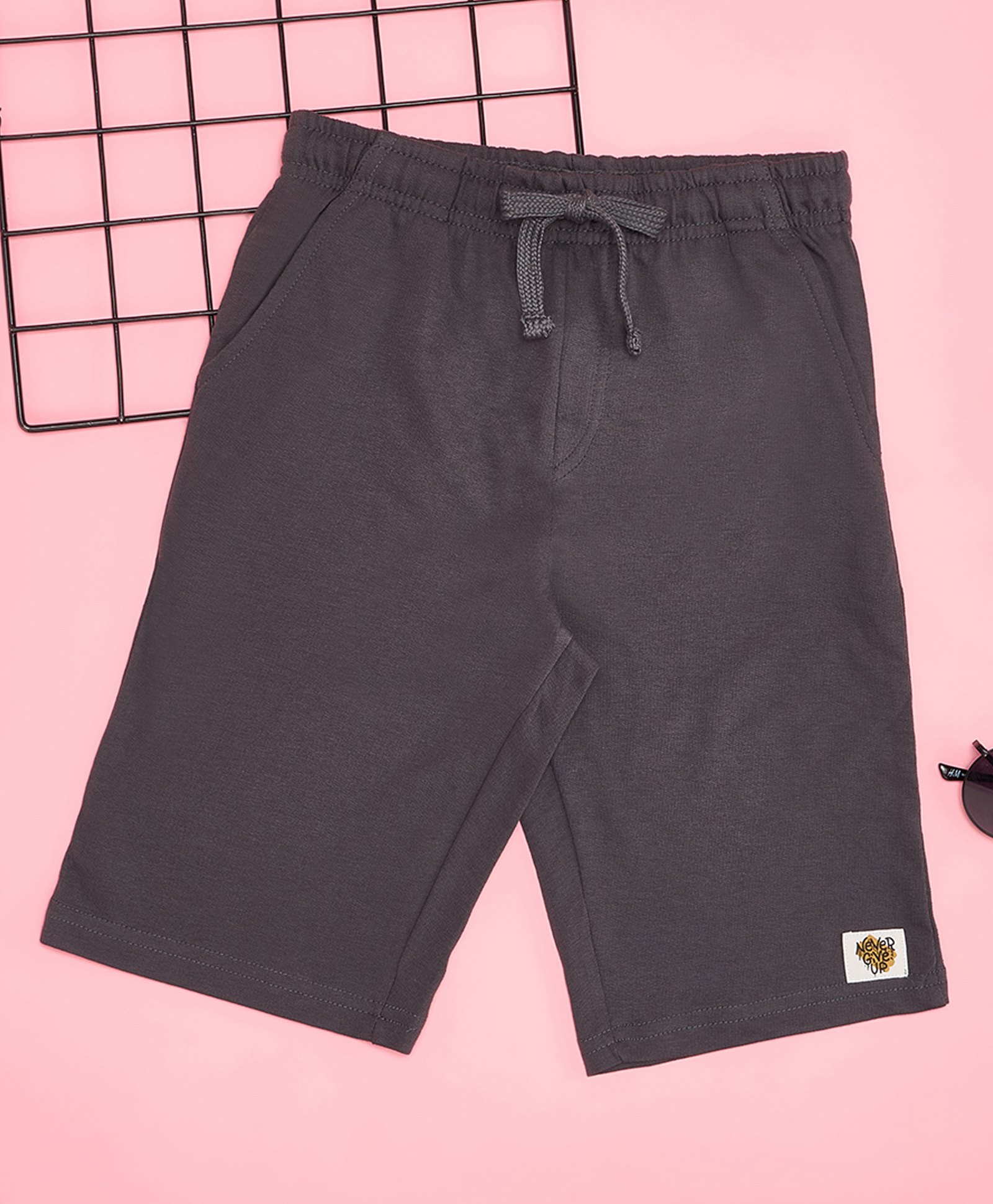 Pantaloons Junior 100% Cotton Woven Solid Shorts - Charcoal Grey-picture-23