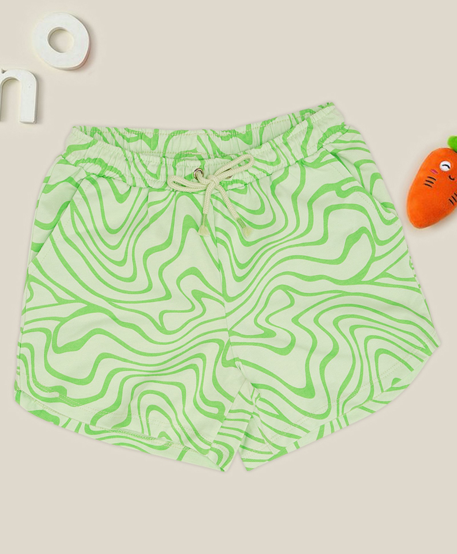 Pantaloons Junior Cotton Knit Marble Printed Shorts - Green-picture-20