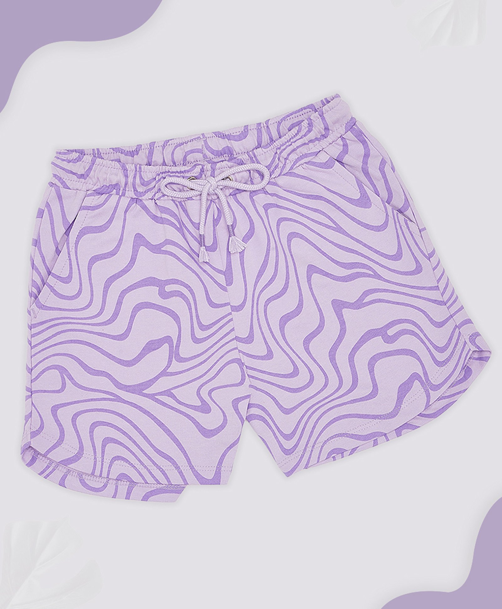 Pantaloons Junior Cotton Knit Marble Printed Shorts - Purple-picture-22