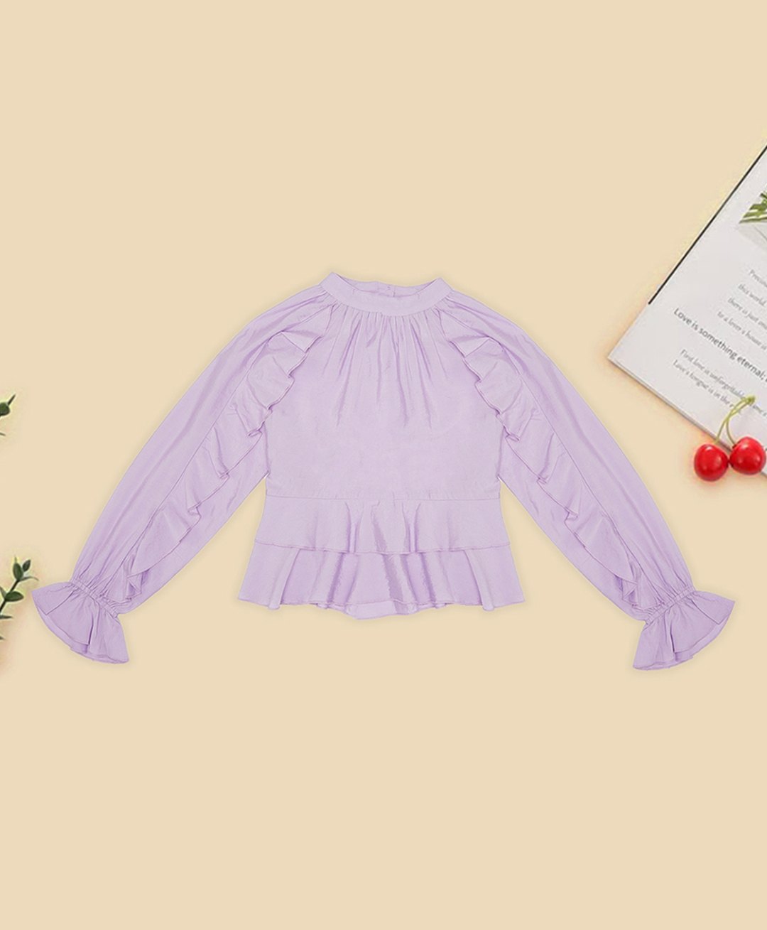 Pantaloons Junior Woven Full Peasant Sleeves Frill Detailed Top - Lilac-picture-35