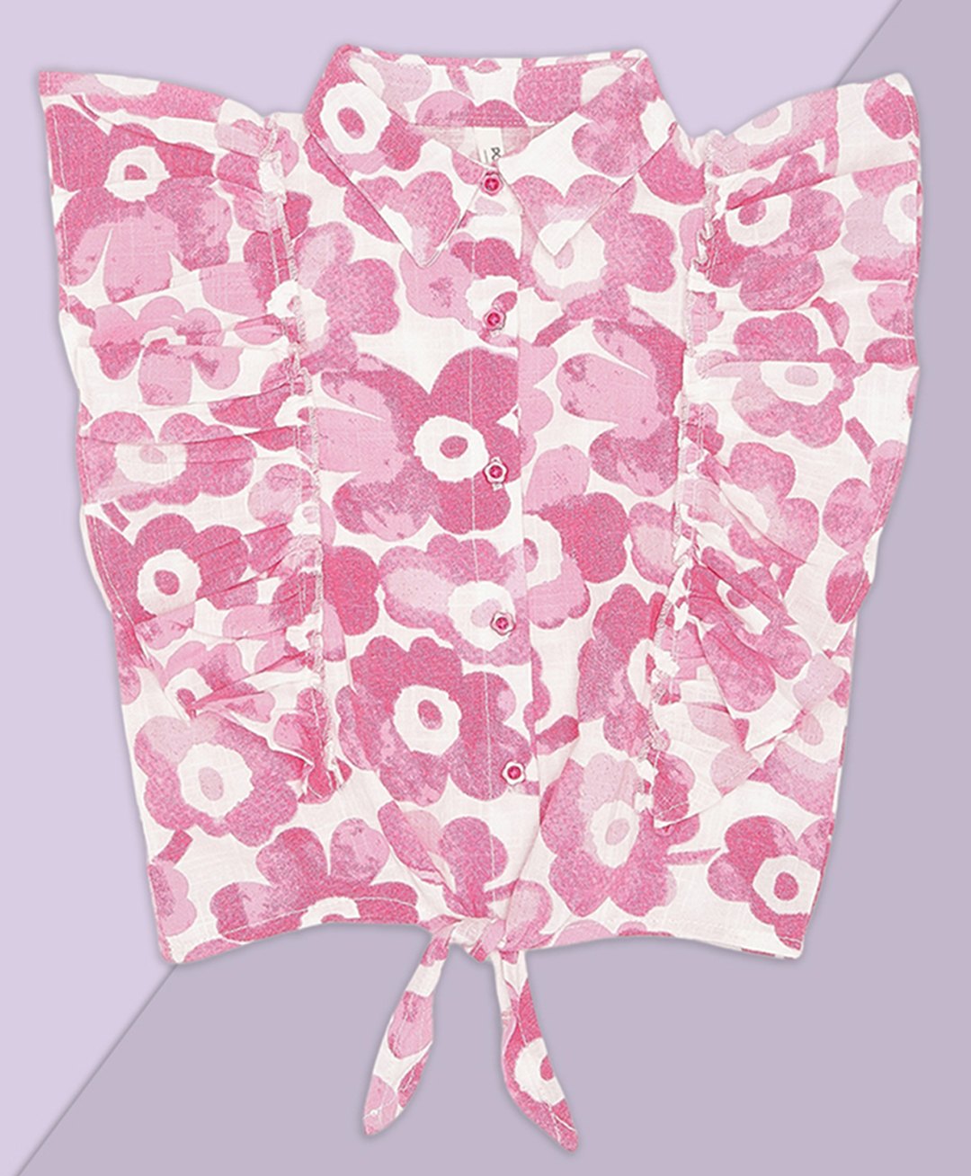 Pantaloons Junior Blended Woven Sleeveless Floral Printed Frill Detailed Shirt Style Top - Snow White-picture-10