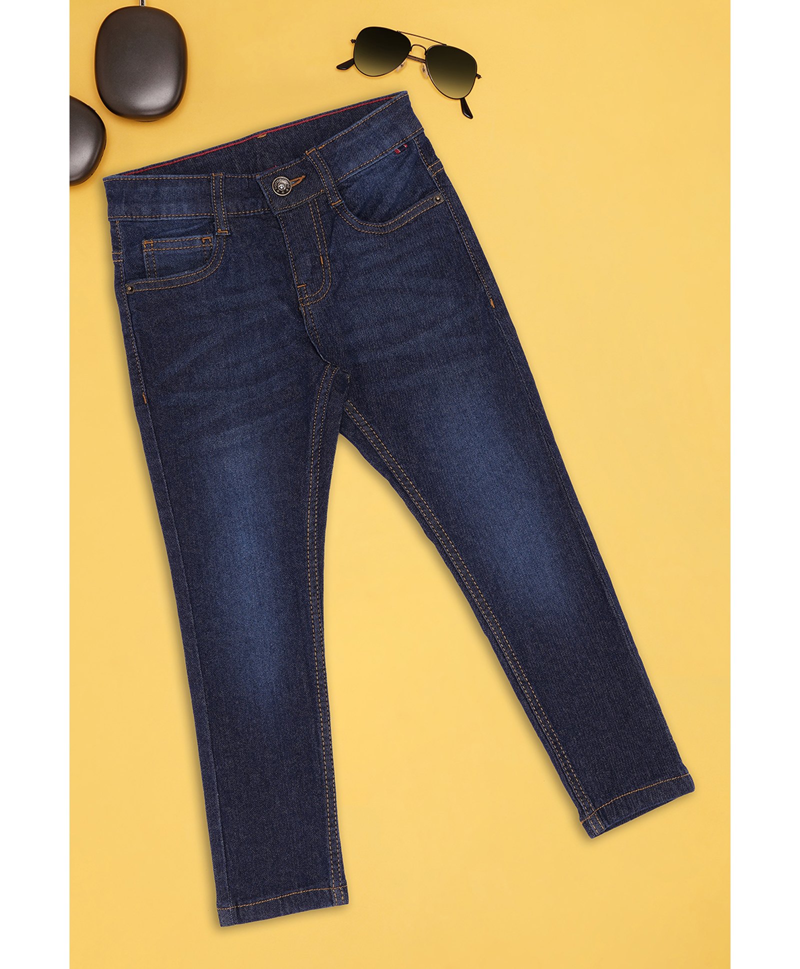 Pantaloons Junior Denim Woven Mild Washed Jeans - Navy Blue-picture-35