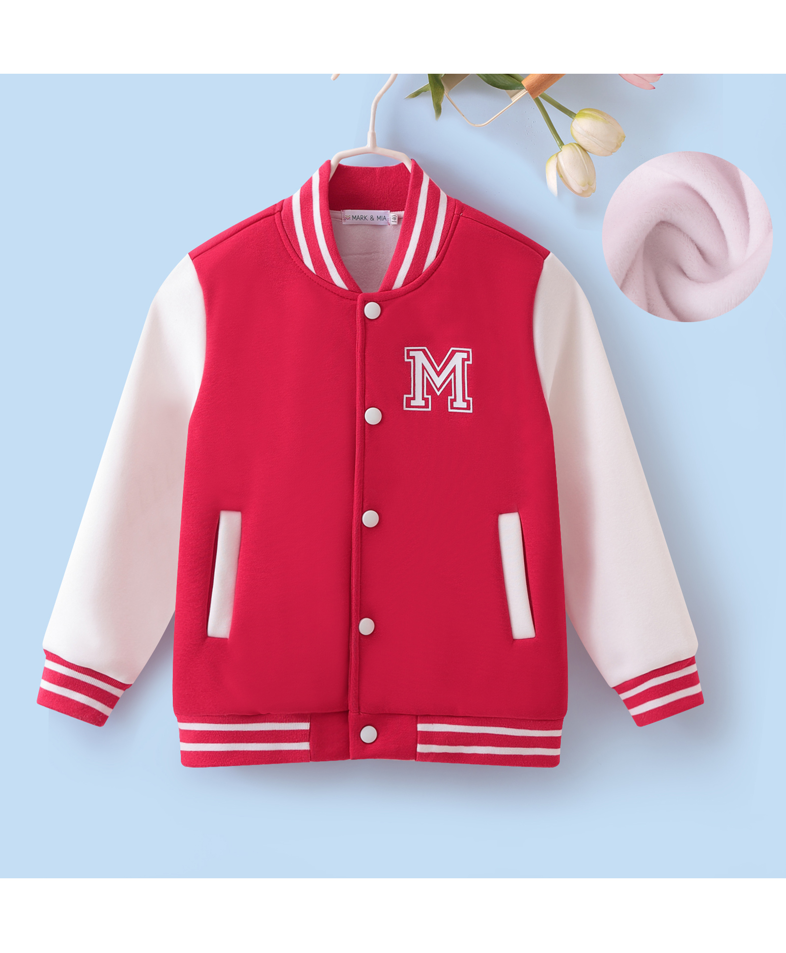Mark & Mia Full Sleeves Bomber Jacket With Alphabet Print - Red-picture-15