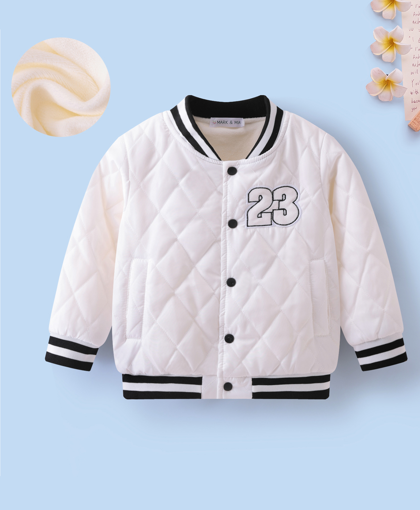 Mark & Mia Full Sleeves Bomber Jacket With Number Patch - White-image-27