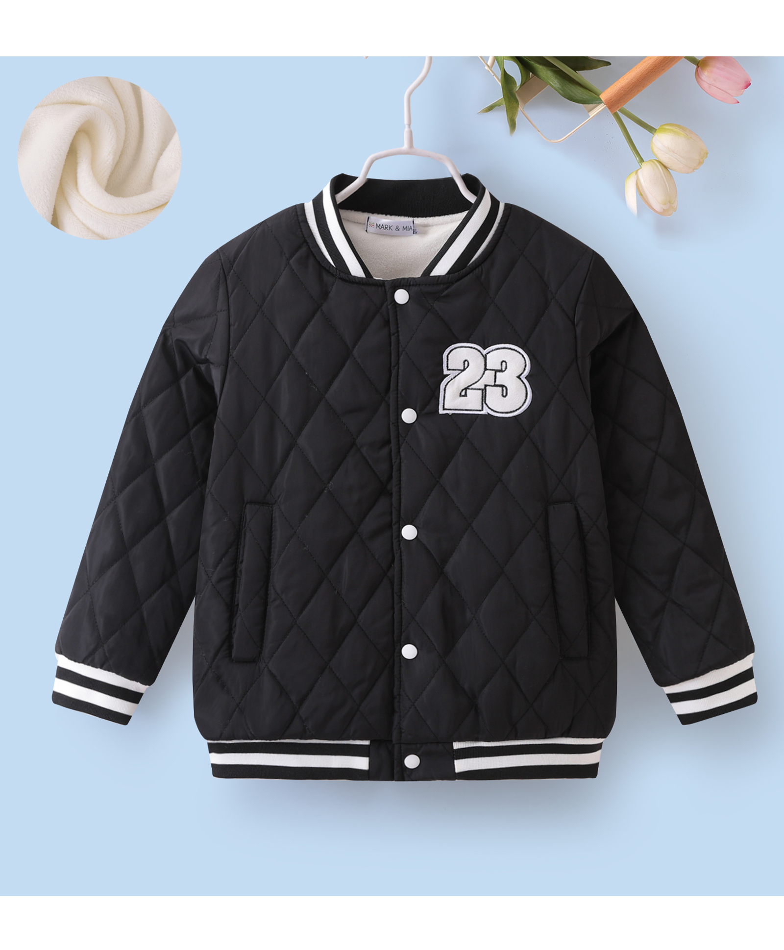 Mark & Mia Full Sleeves Bomber Jacket With Number Patch - Black-image-23