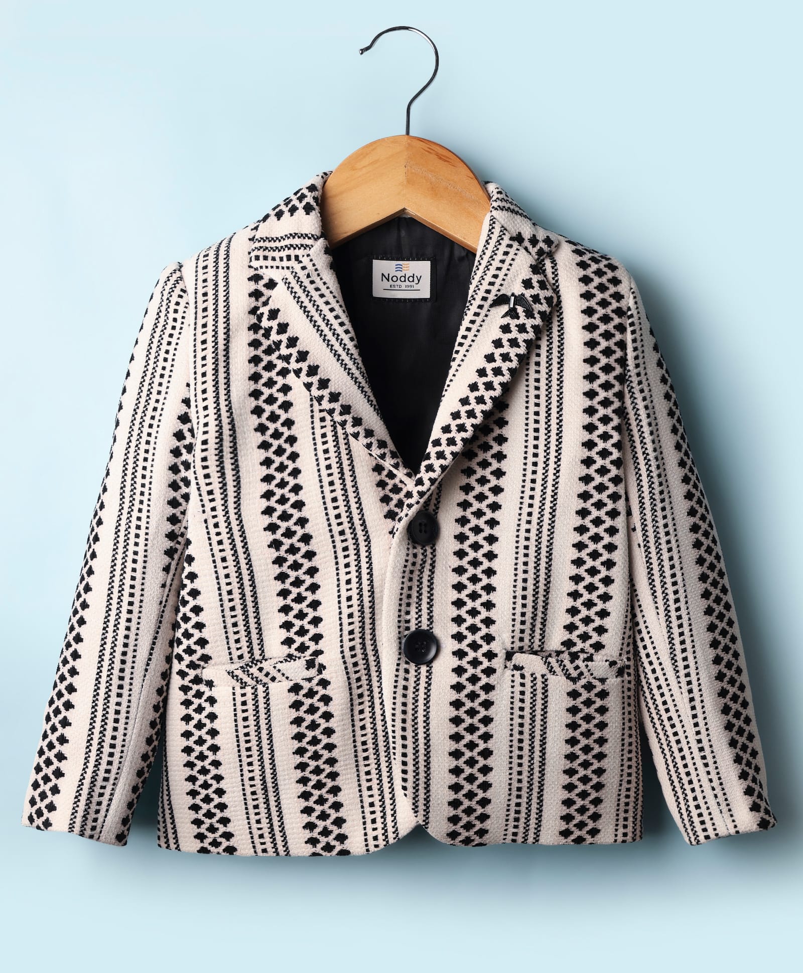 Noddy Full Sleeves Abstract Printed Blazer - White-picture-25