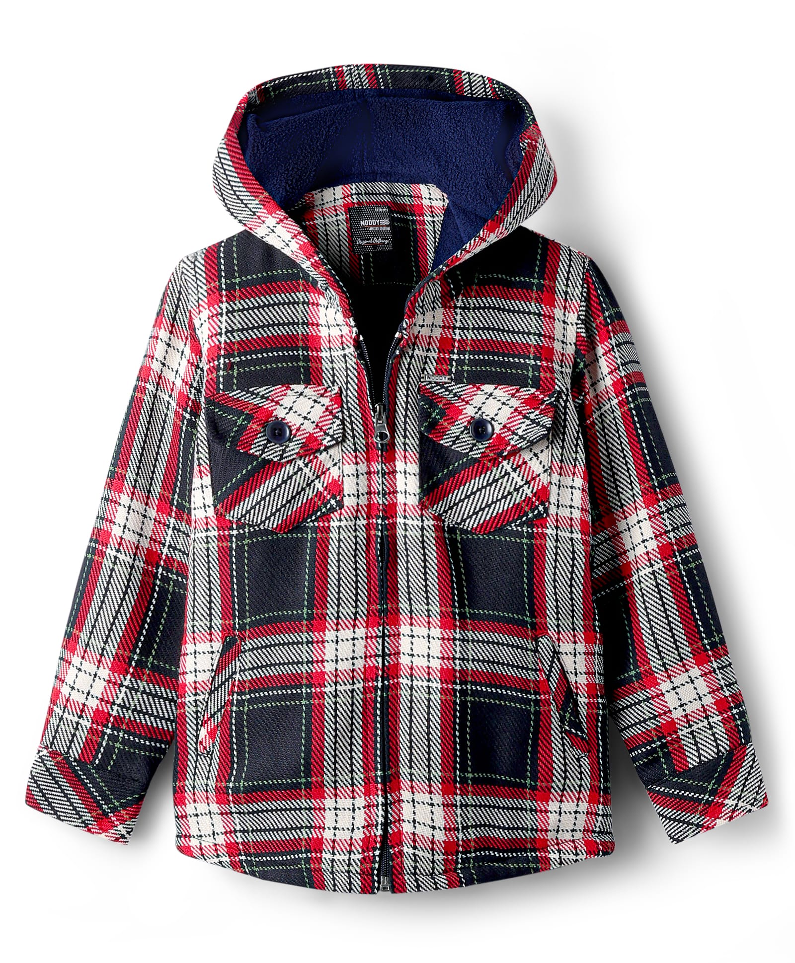 Noddy Full Sleeves Checked Hooded Jacket - Red-picture-21