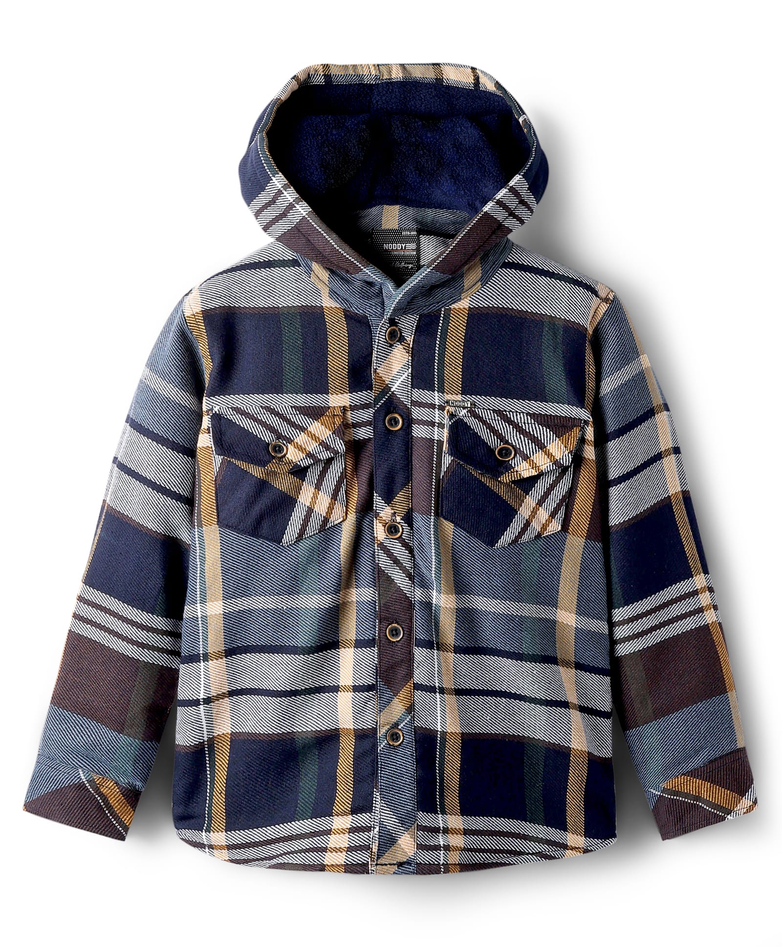Noddy Full Sleeves Checked Hooded Jacket - Yellow-picture-26