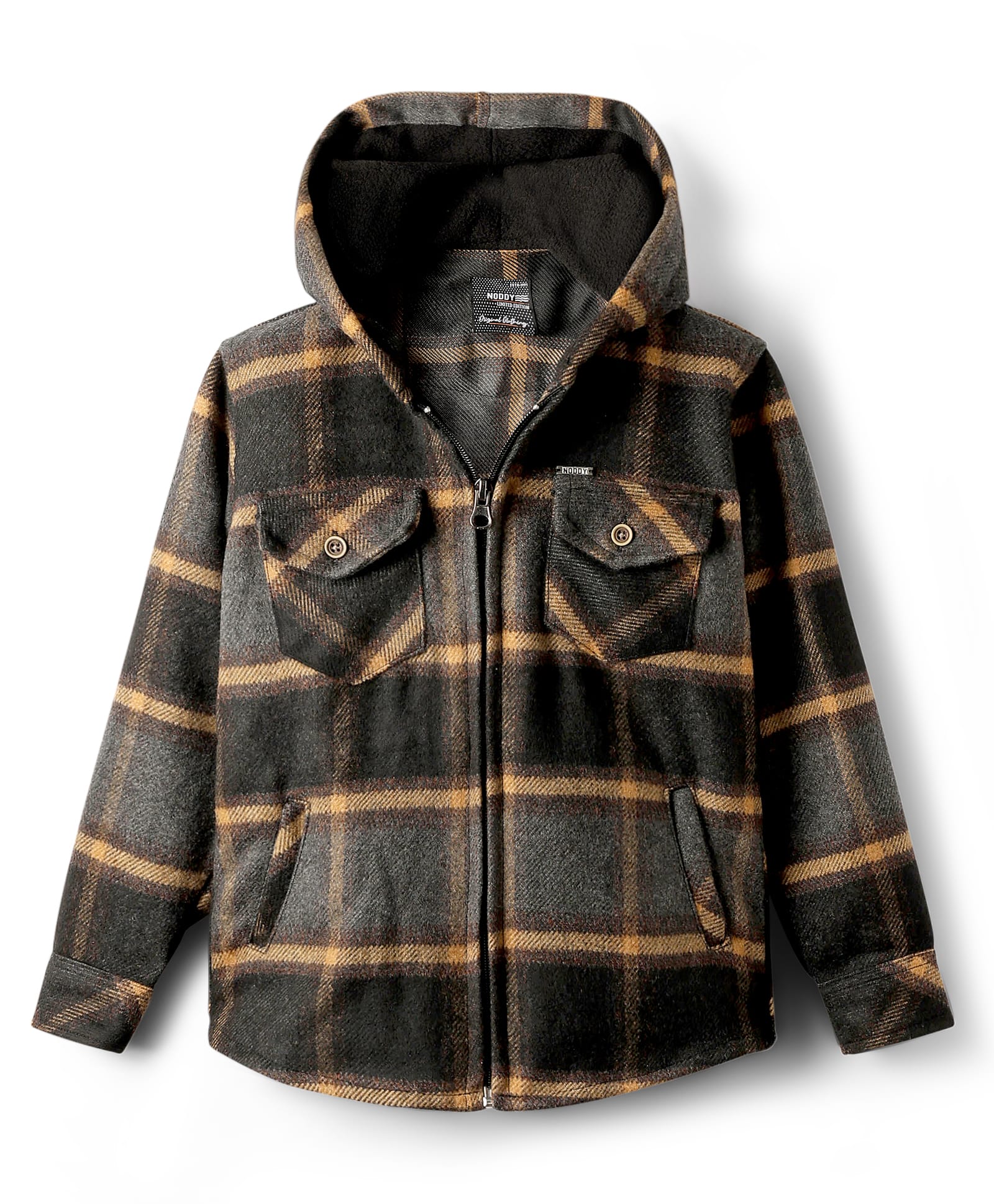 Noddy Full Sleeves Checked Hooded Jacket - Khaki-picture-20
