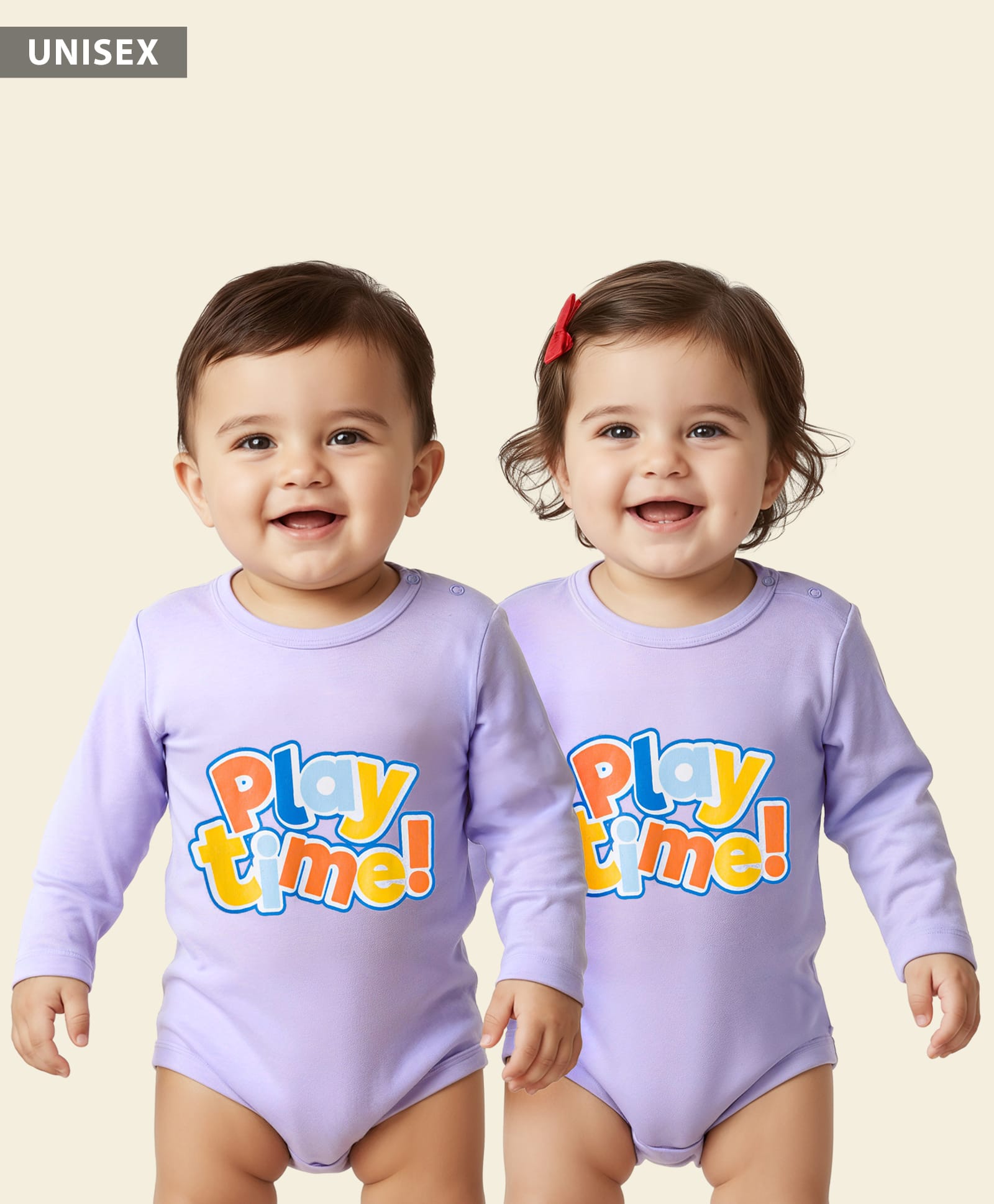 Babyhug 100% Cotton Knit Full Sleeves Onesie With Play Time Text Print - Purple-picture-12