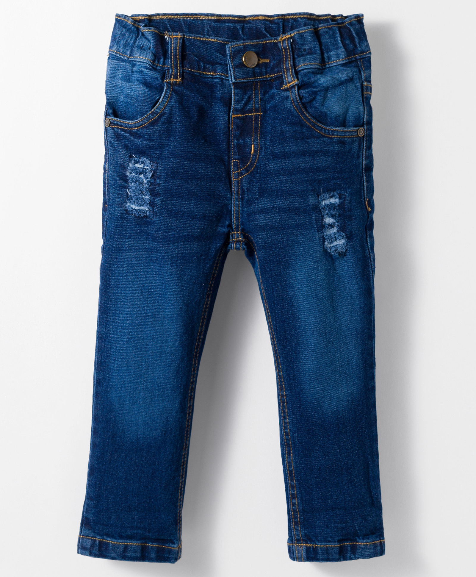 Simply Denim Full Length Washed Distressed Jeans - Blue-image-48