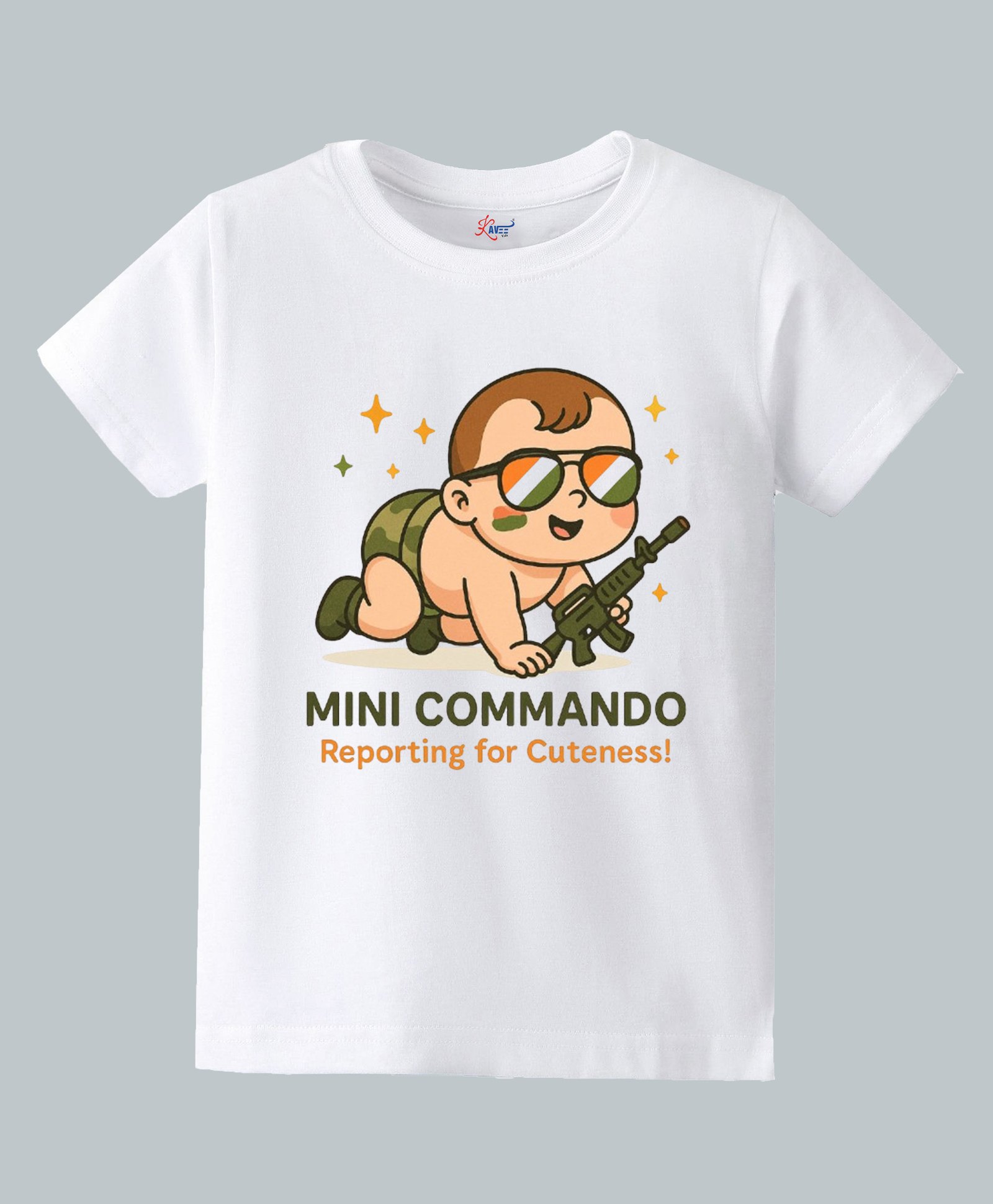 KAVEE Pure Cotton Knit Independence Day Theme Half Sleeves Mini Commando Text Printed Biowashed Tee - White-picture-28