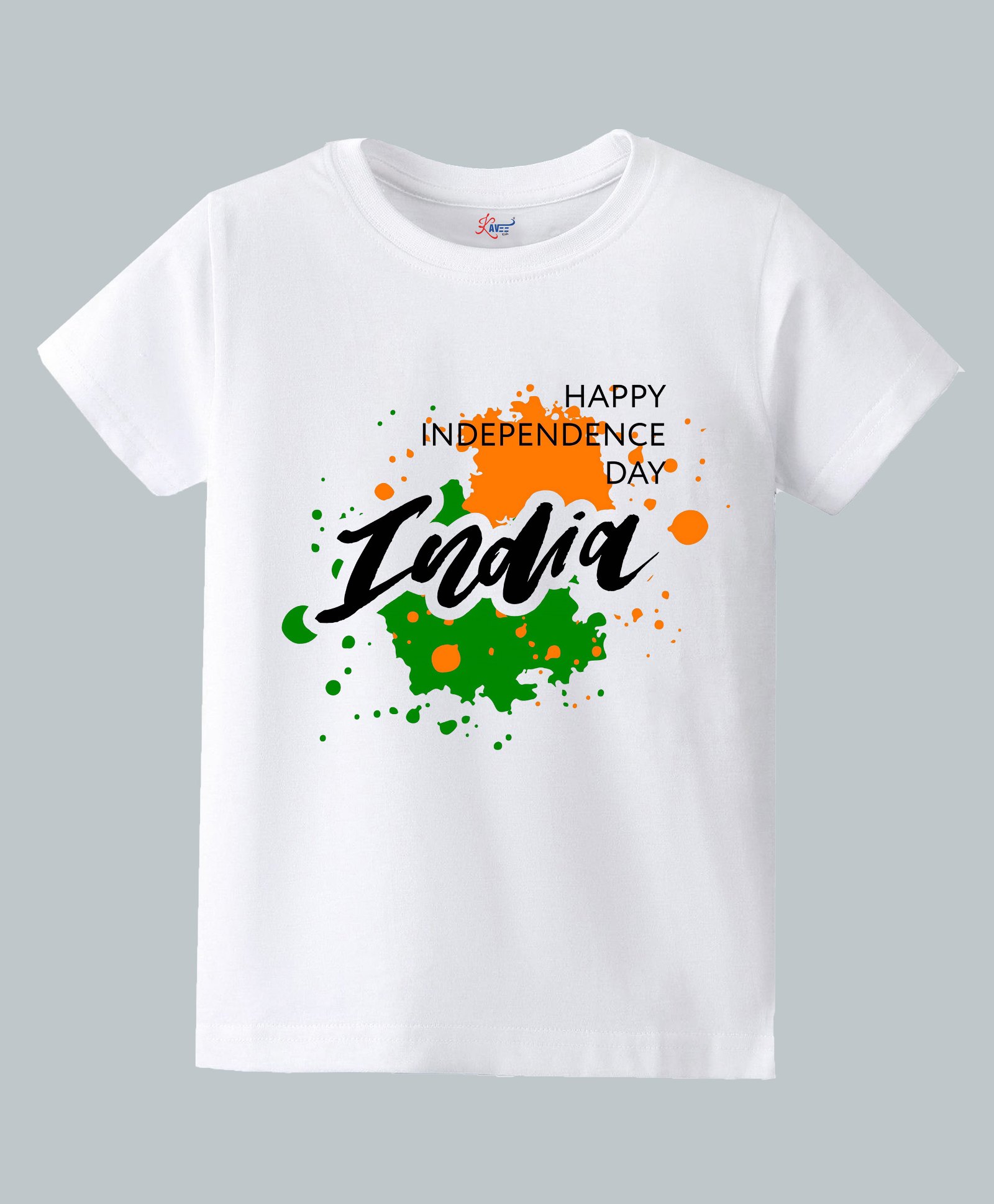 KAVEE Pure Cotton Knit Independence Day Theme Half Sleeves India Text Printed Biowashed Tee - White-picture-22
