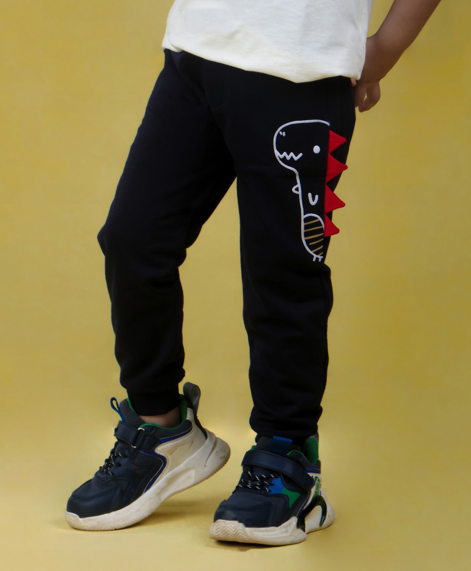 Nino Togs Cotton Looper Knit Dinosaur Printed & Applique Detailed Joggers - Navy Blue-picture-15