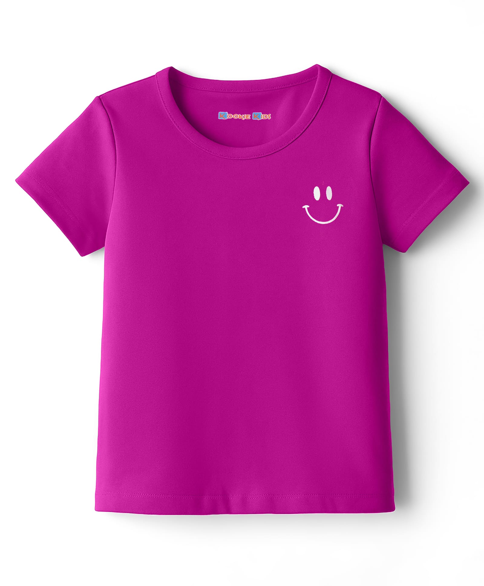 kookie kids india Kookie Kids Single Jersey Knit Half Sleeves Core Solid Round Neck T-Shirt with Smiley Print- Purple-picture-36