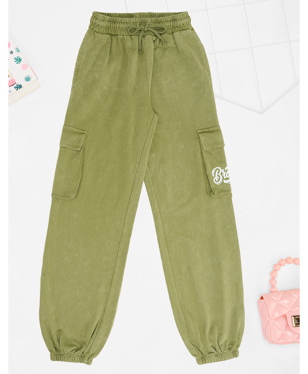 Pantaloons Junior Cotton Knit Solid Joggers - Olive Green-image-1