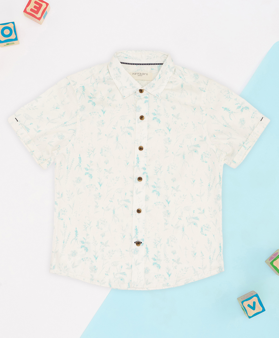 Pantaloons Junior 100% Cotton Woven Half Sleeves Floral Printed Shirt - Off White-image-27