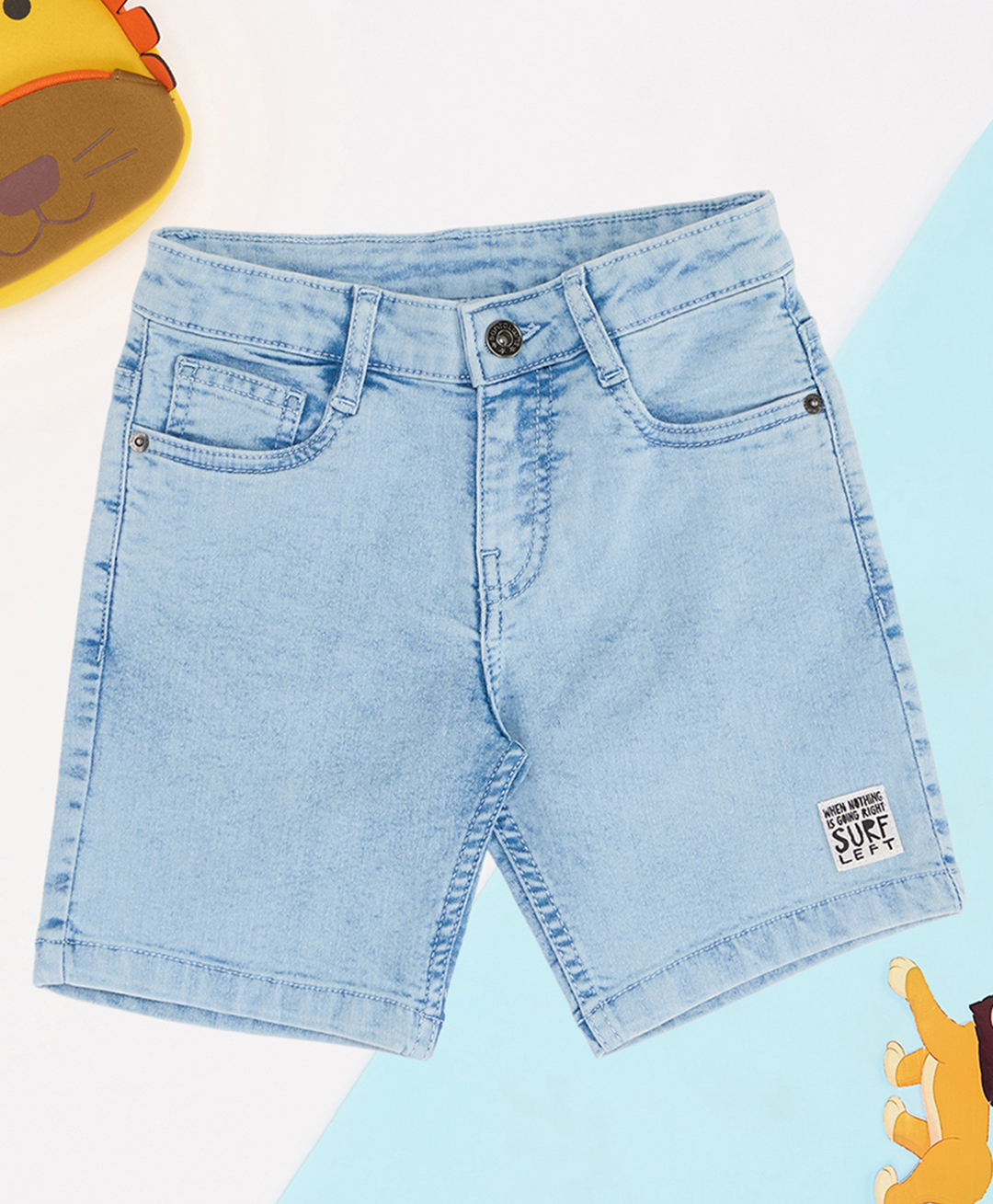 Pantaloons Junior Denim Mild Washed Shorts - Light Blue-image-27