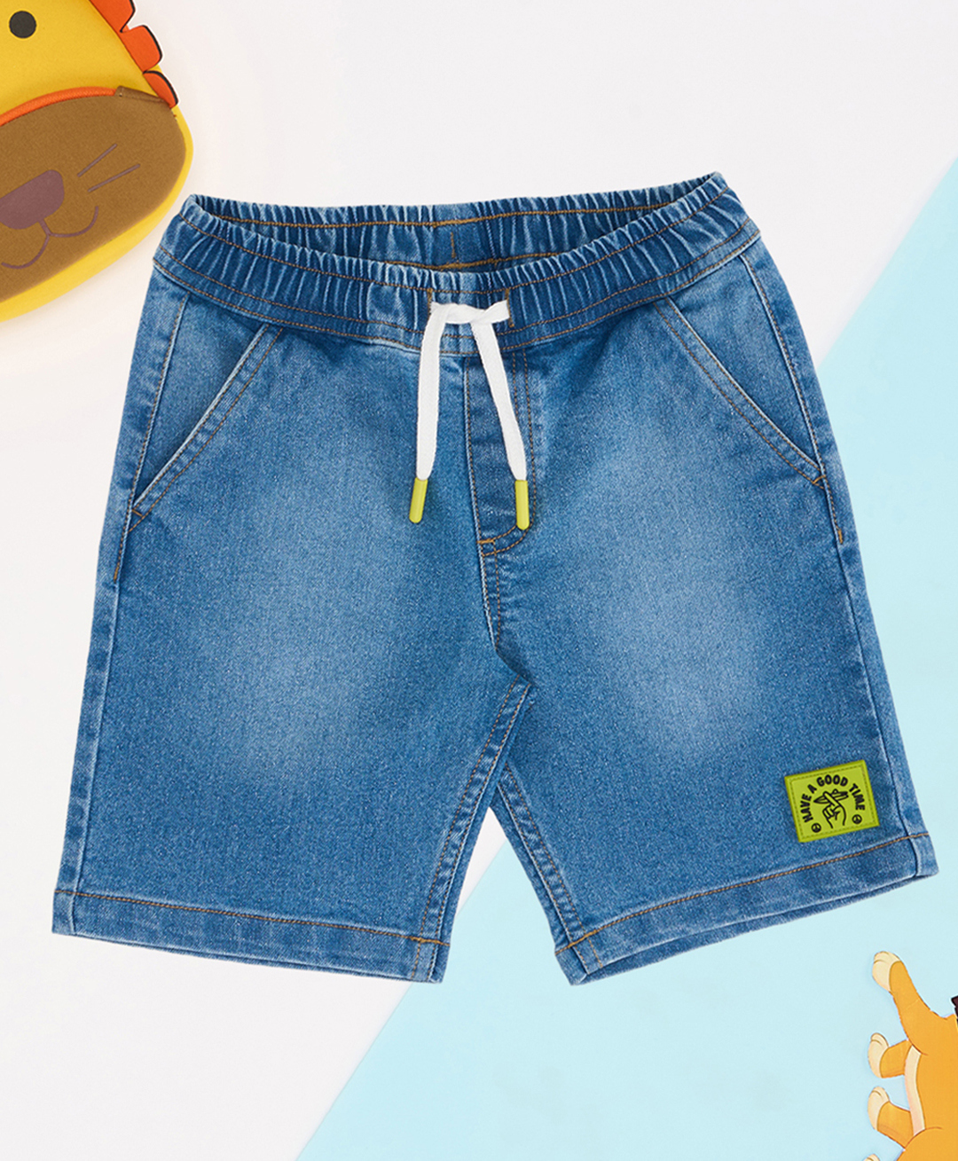 Pantaloons Junior Denim Mild Washed Shorts - Blue-image-29