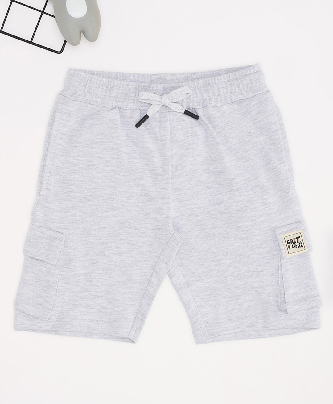 Pantaloons Junior Cotton Knit Textured Shorts - Light Grey-picture-18