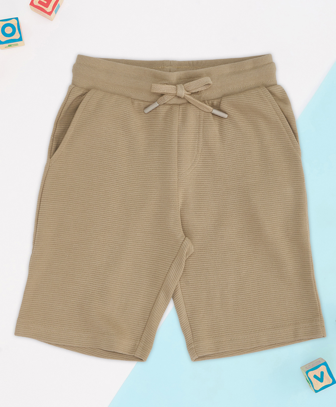 Pantaloons Junior Cotton Knit Ribbed Shorts - Beige-picture-14