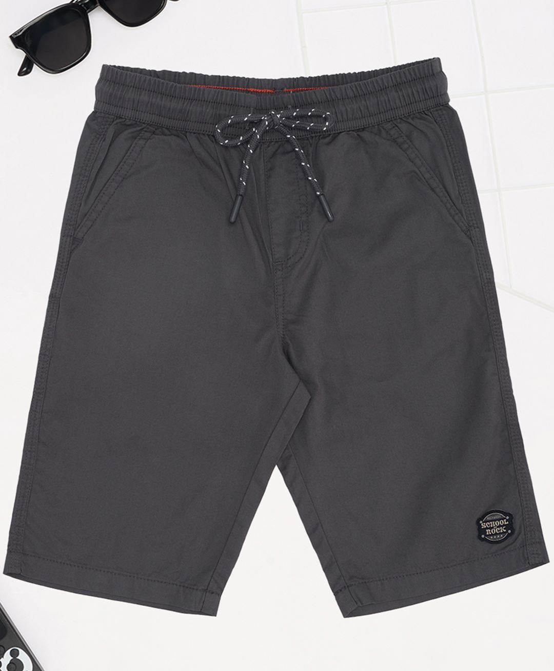 Pantaloons Junior Cotton Woven Solid Shorts - Charcoal Grey-picture-39