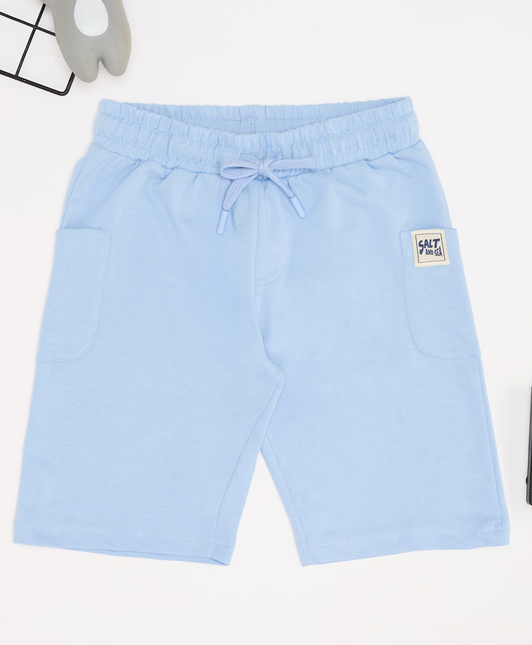 Pantaloons Junior Cotton Knit Solid Shorts - Sky Blue-picture-25