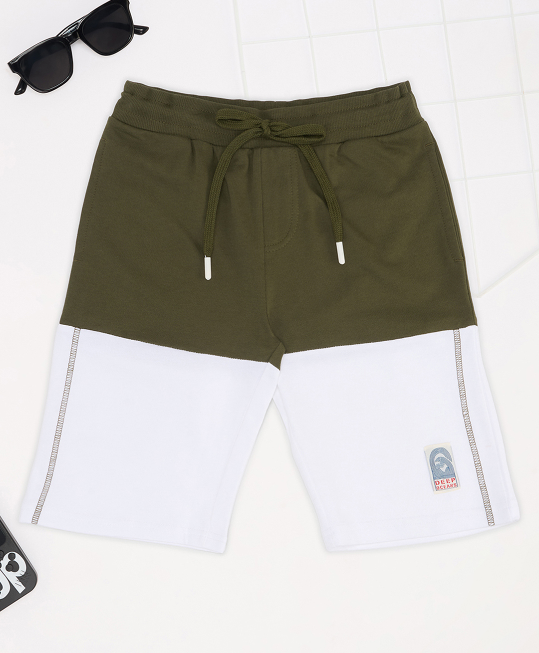 Pantaloons Junior Cotton Knit Cut & Sew Shorts - Dark Green-picture-17