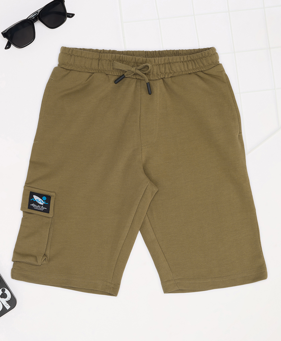 Pantaloons Junior Cotton Knit Solid Shorts - Olive Green-picture-11