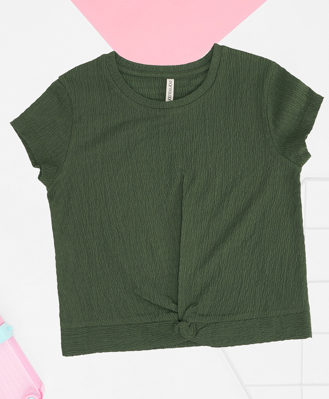 Pantaloons Junior Knit Short Sleeves Textured Top - Green-picture-16