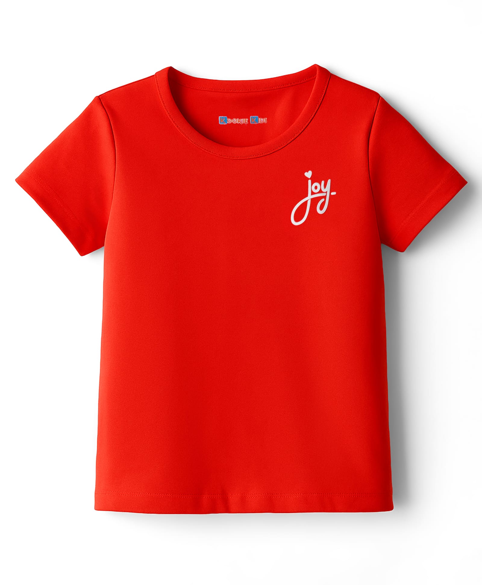 kookie kids india Kookie Kids Single Jersey Knit Half Sleeves Solid Coloured T-Shirt with Small HD Print - Red-picture-26