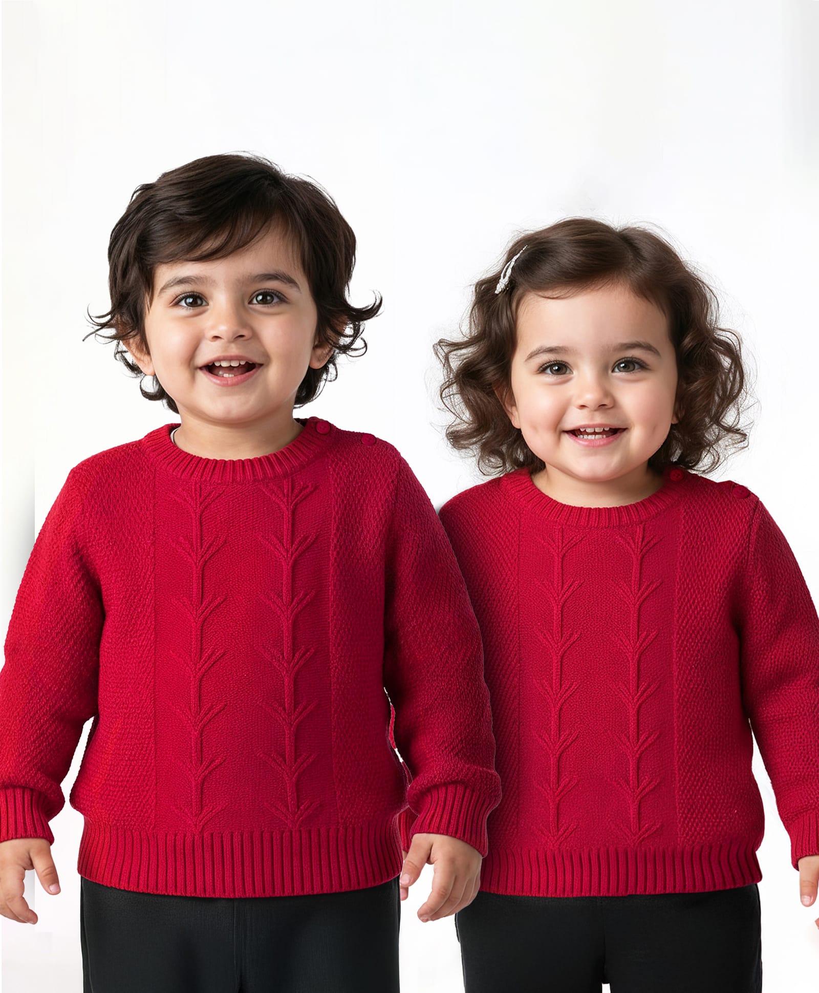 Doodle Poodle Knitted Full Sleeves Pullover Sweater With Cable Knit Design - Red-picture-10