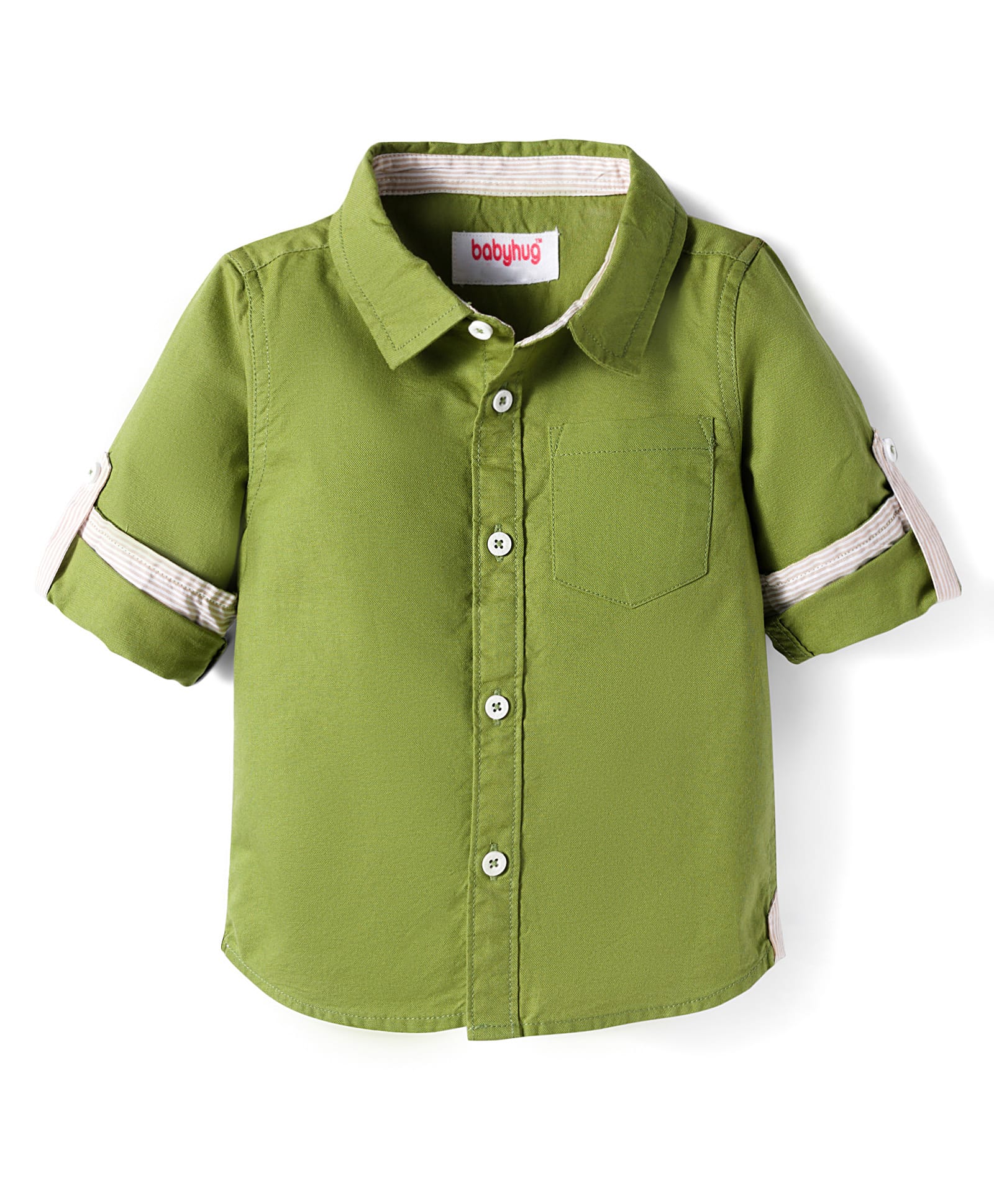 Babyhug Cotton Woven Full Sleeve Regular Collar Solid Shirt - Green