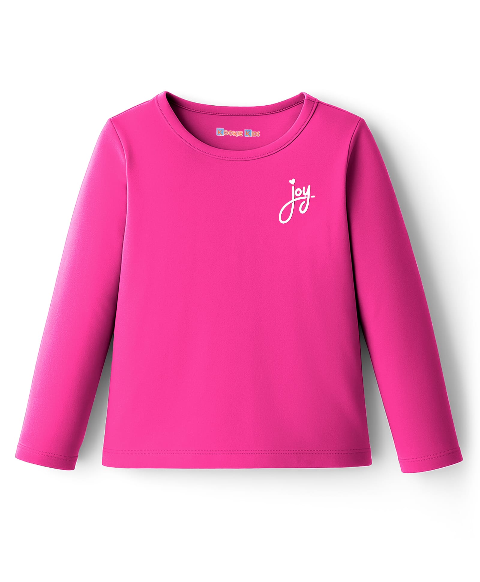 Kookie Kids Single Jersey Knit Full Sleeves T-Shirt with Small HD Print - Fuchsia-image-41